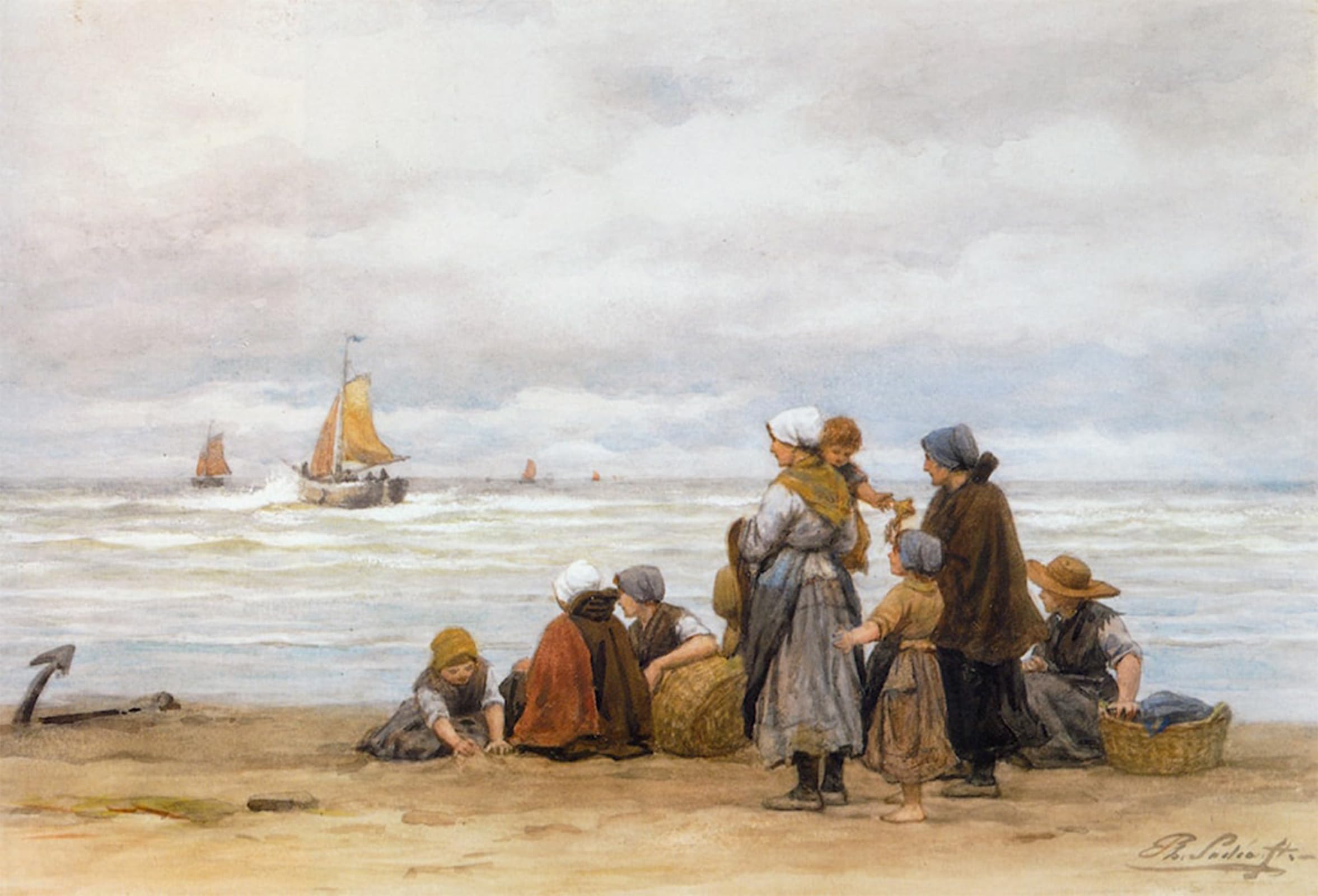 ARTXLXXBN Famous Art Print Poster Vintage Wall Art the Departure of the Fishing Fleet by Lodowyck Jacob Sadee Canvas Art Poster for Home Decor 60x90cm