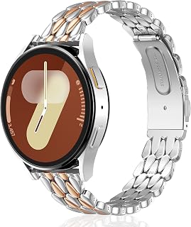 VISOOM Metal Bracelet Band For Samsung Galaxy Watch 7/6/5/4 40mm 44mm Bands Women, 20mm Unique Watch Design Bands for Galaxy Watch 5 pro Samsung Active 2 Watch 4 Classic 42mm Band On Daily & Business