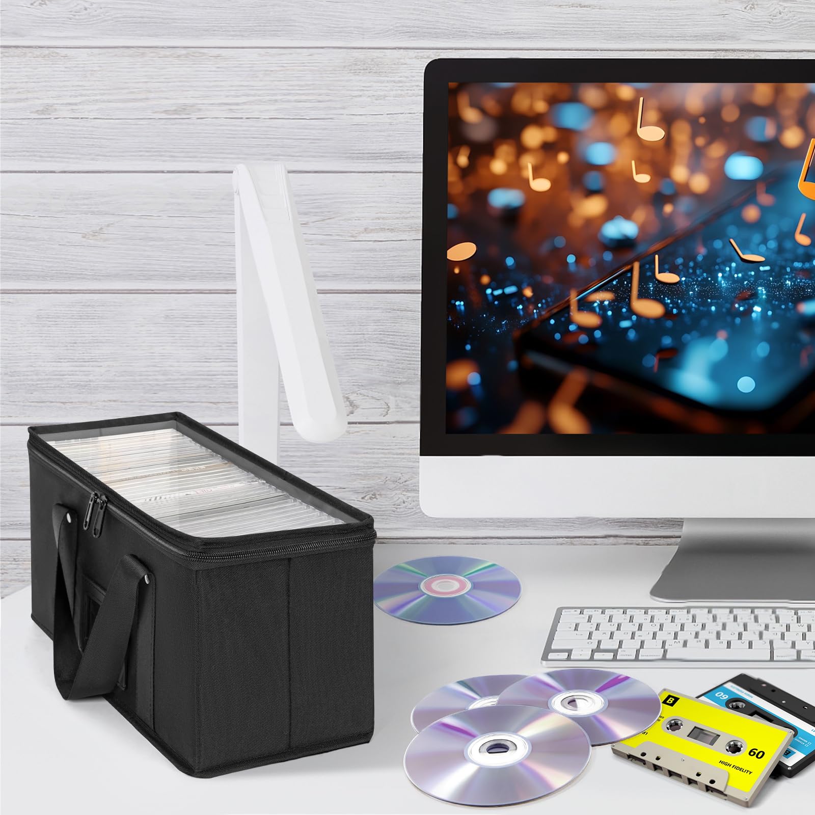 AKOZLIN Lot de 6 boîtes de rangement pour CD, couvercle en PVC transparent, étiquettes, peut contenir 31 étuis | Couvercle en PVC transparent, étiquettes d'index, peut contenir 31 boîtiers CD ou 170 disques, support pour CD