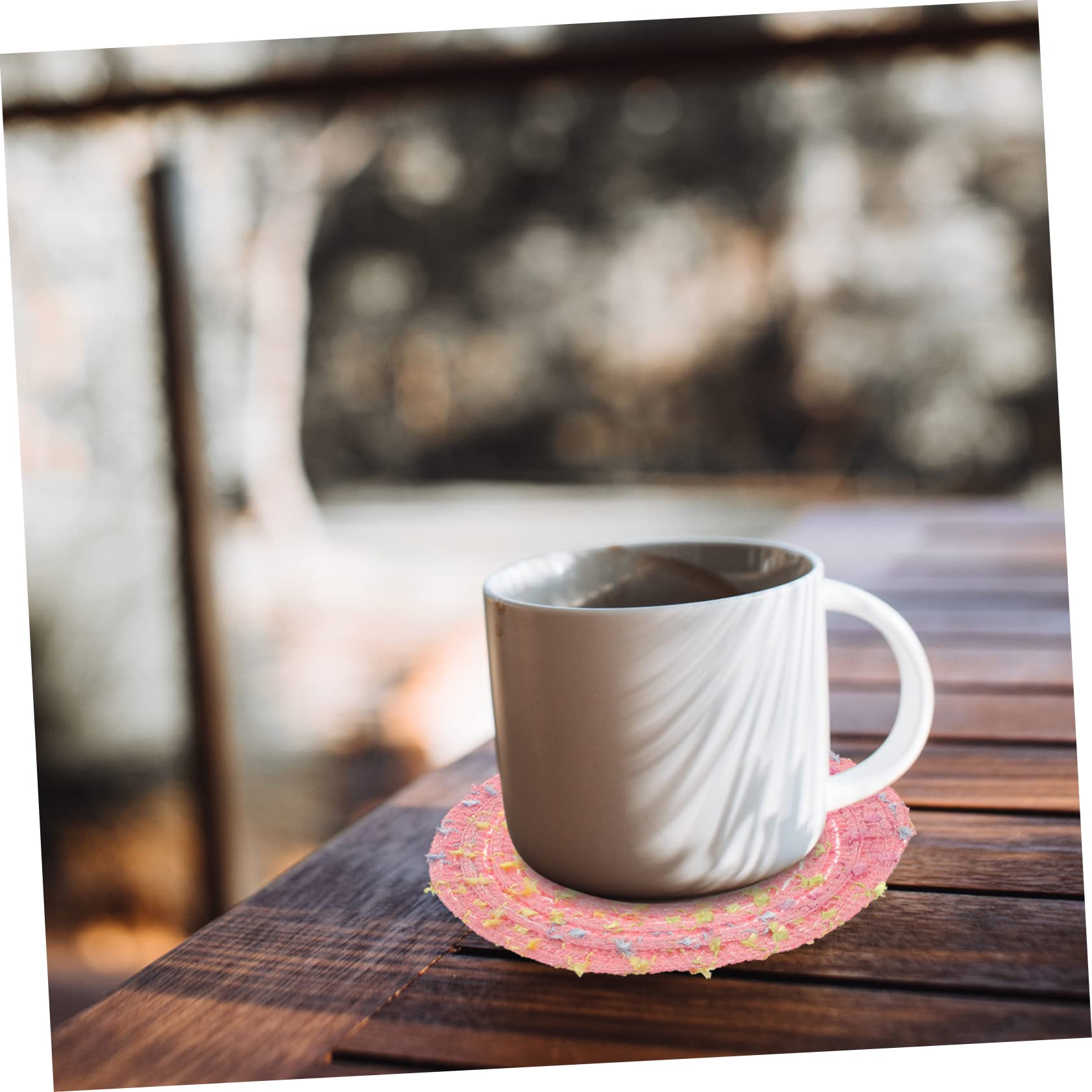 ABOOFAN 4pcs Round Woven Cup Mats Braided Placemats Water Absorbent Coasters for Tea Drinks Home Table Decor