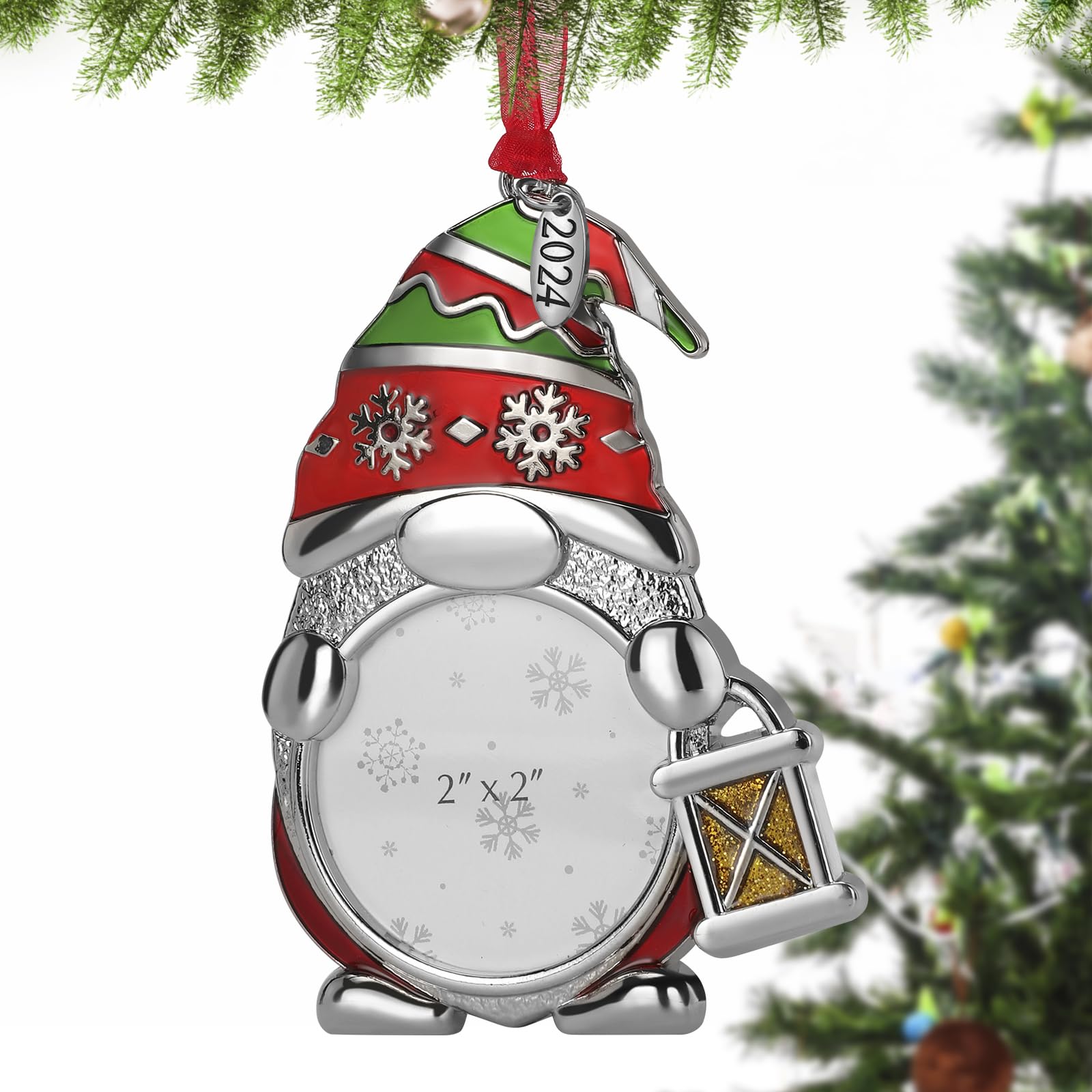 NEYEABL 【Santa Claus 2024】 Christmas Tree Gnome Ornaments with 2" Photo Frame Insert, Bringing Cute and Warm Christmas Decoration to Babies, Families,