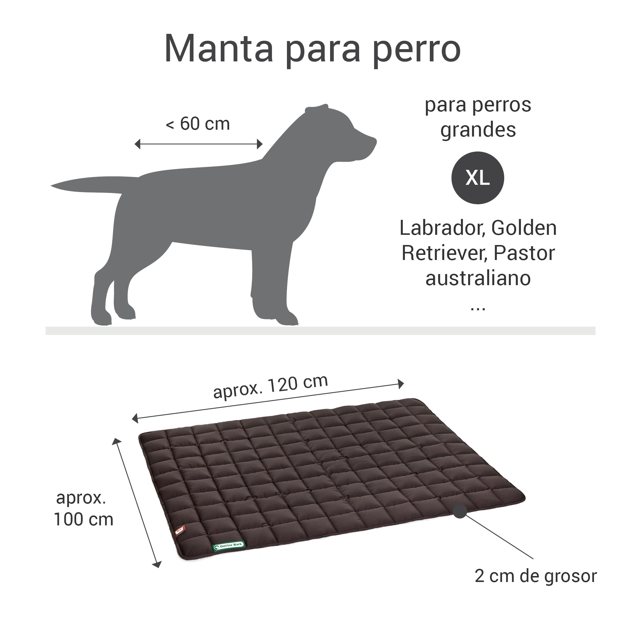 Doctor Bark Manta de Perros, Robusto, Lavable a 95 ° C - Disponible en Diferentes tamaños y Colores