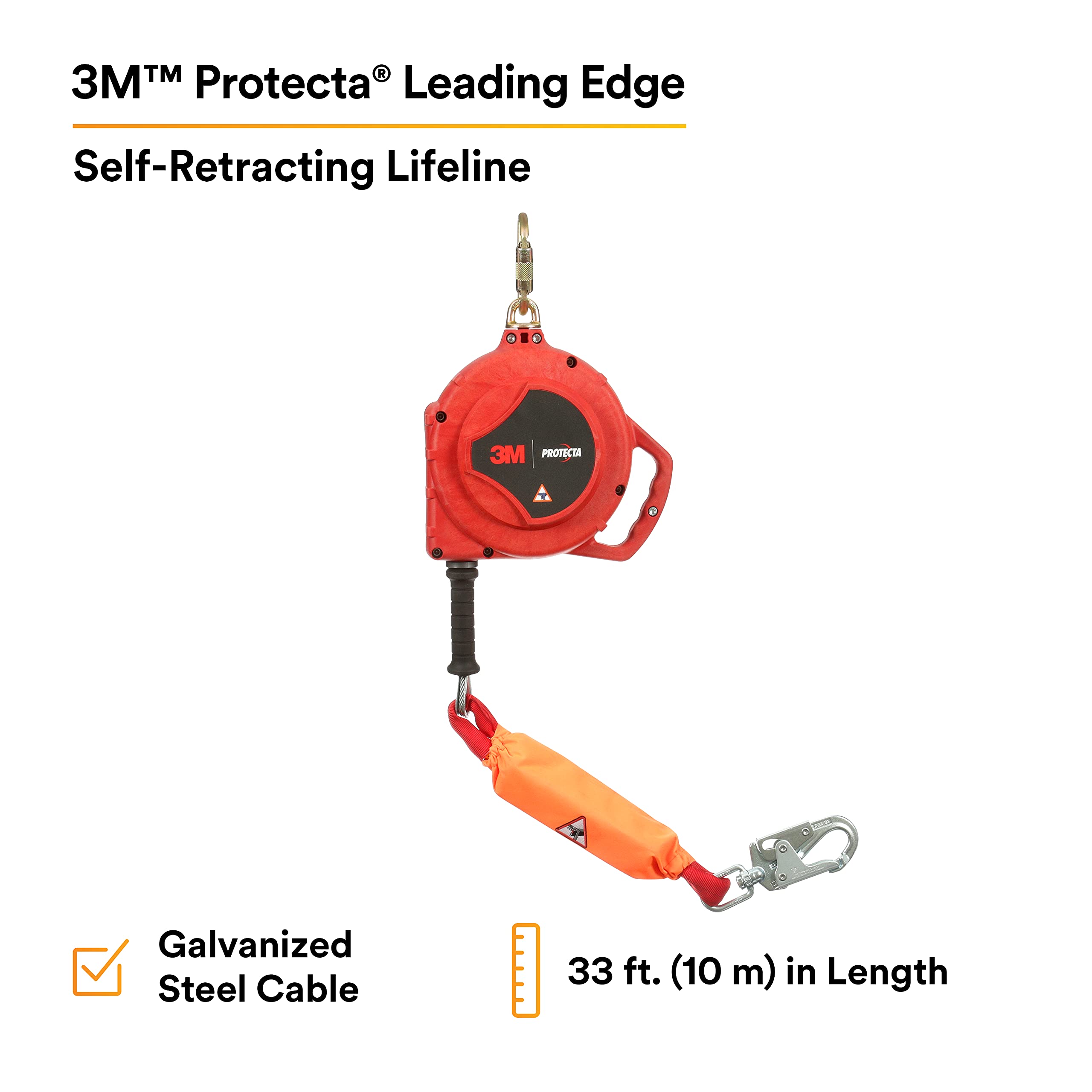FallTech 72706SB1 MINI DuraTech 6' Compact Web Self-retracting Lifeline - 6' Mini SRD Single-Leg Steel Carabiner and Steel Snap Hook, 6', Black