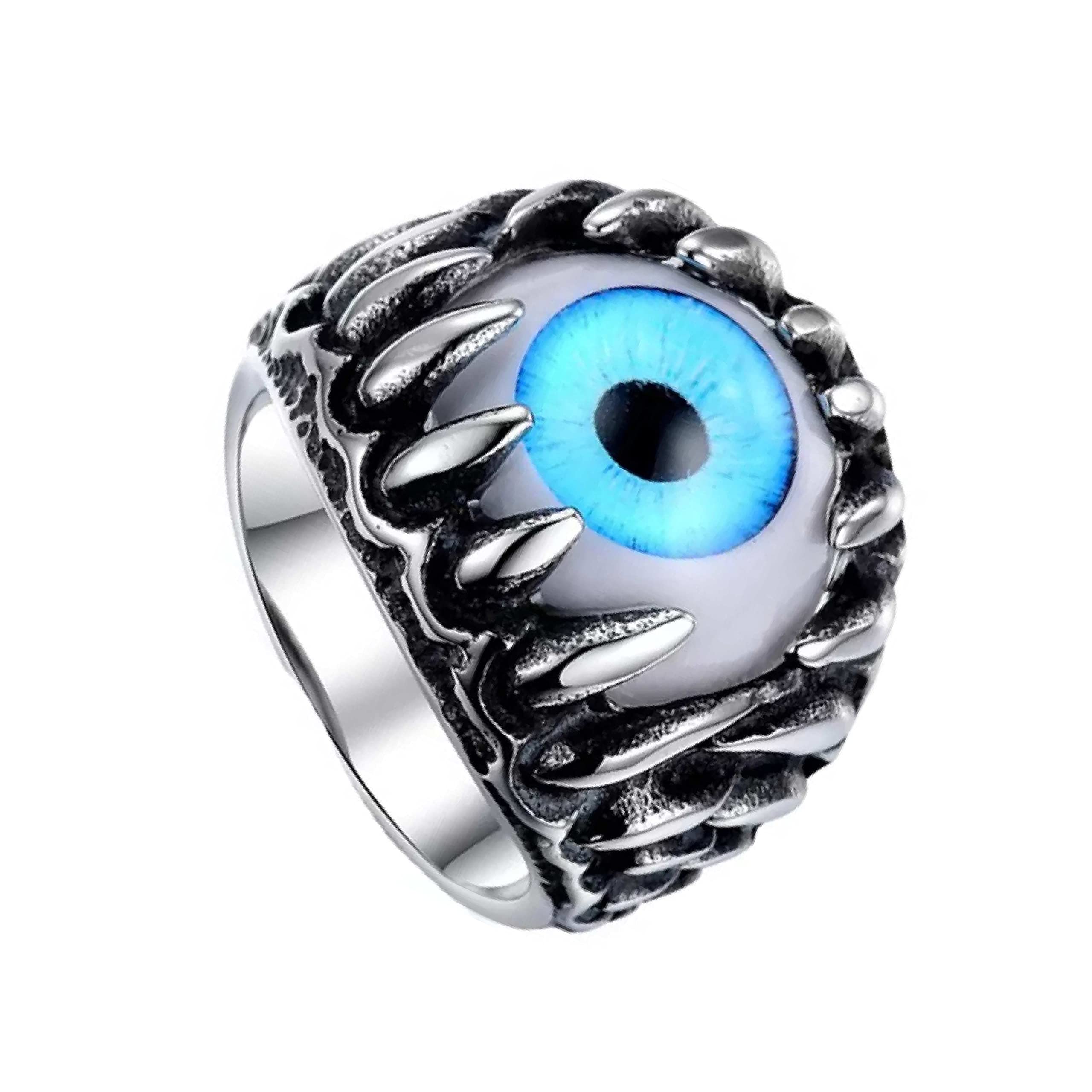 Latest Men's Silver Ring For Boys Stainless Steel Evil Eye Captain Pirate Adjustable Silver Eagle Hat Pilot Skull Finger Ring For Men Boys accessories Gift For Boyfriend Husband-image-36