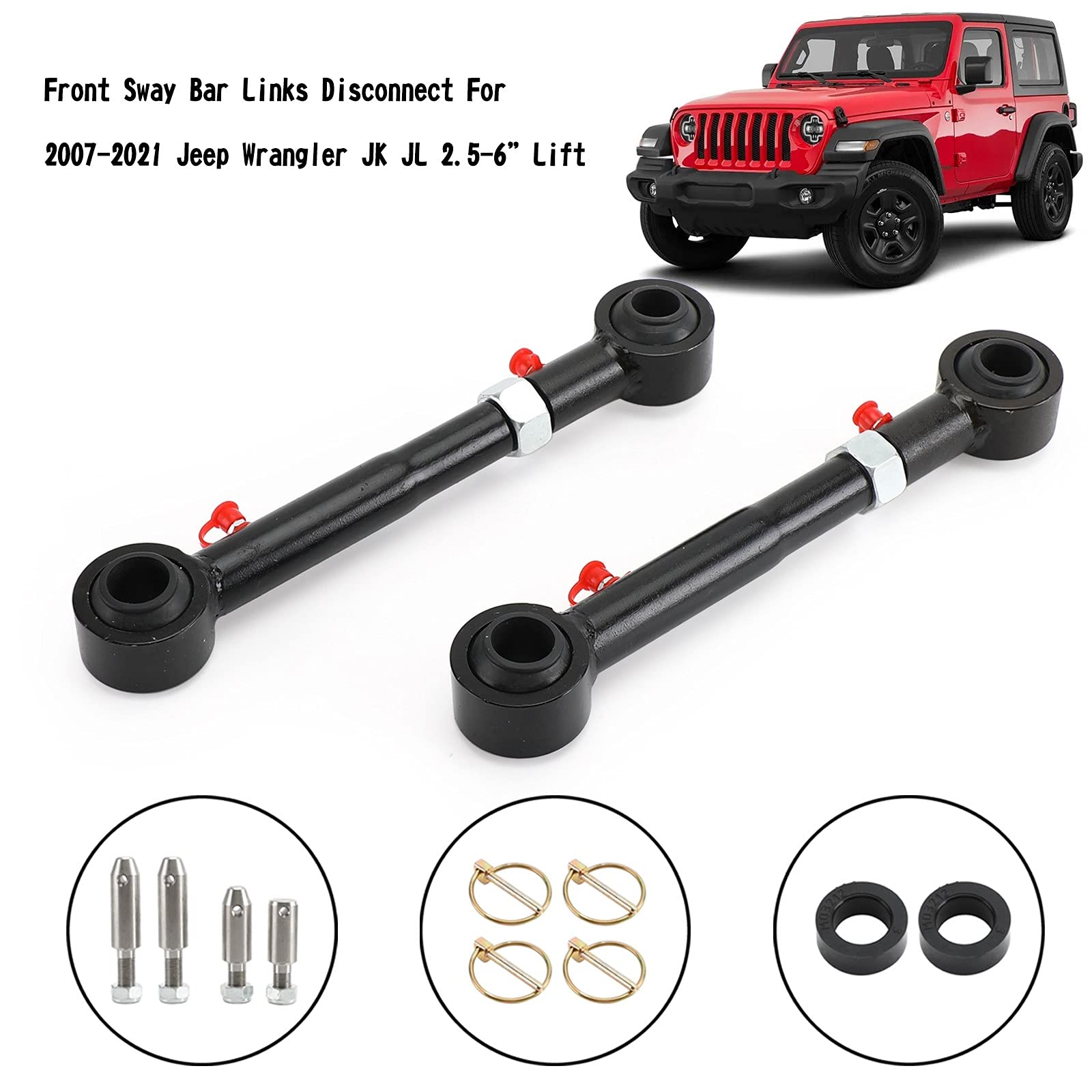 Topteng Front Sway Bar Links Disconnect Adatto per Jeep Wrangler JK JL 2.5-6”Lift 2007-2021