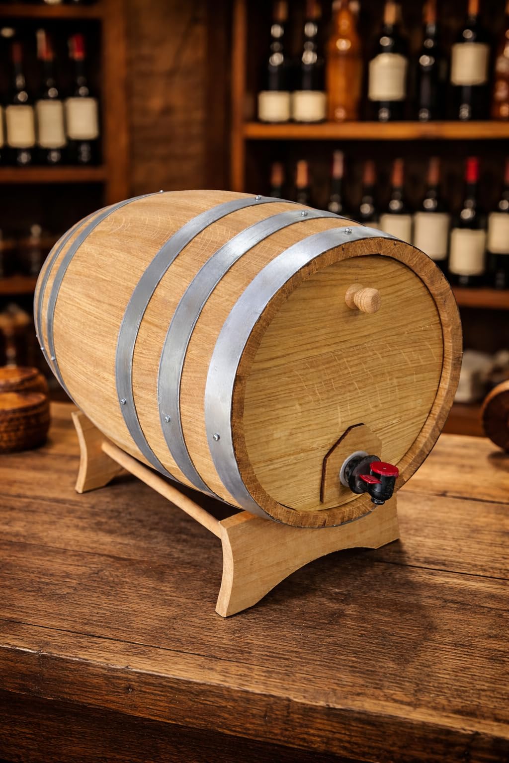 Botte in Legno per Bag in Box 10 Litri – Porta Sacca Vino con Rubinetto, Dispenser Vino Artigianale, Contenitore Decorativo per Casa, Enoteca, Ristorante