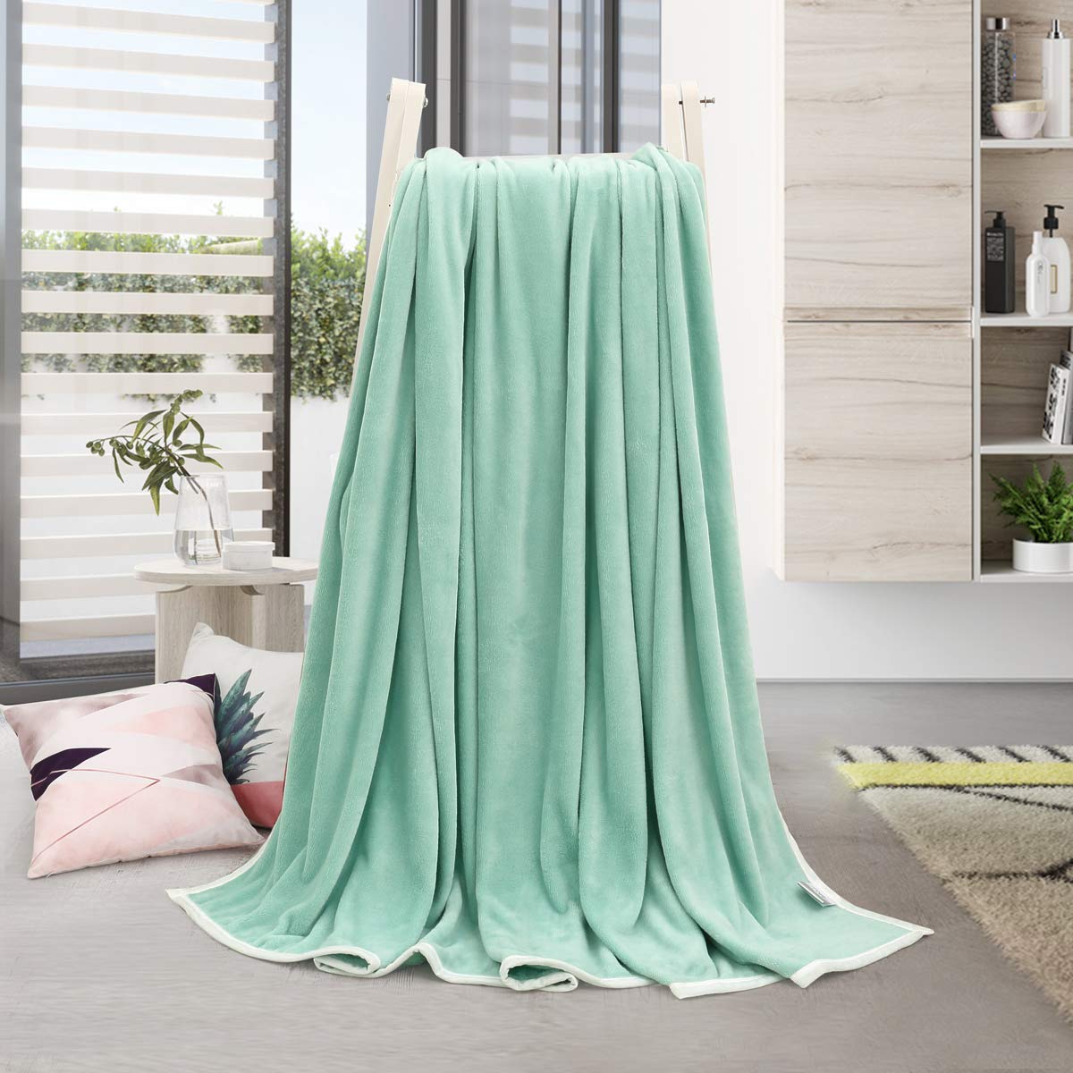 Serviette velours corail 180x200cm vert grand drap de bain et jeté de canapé
