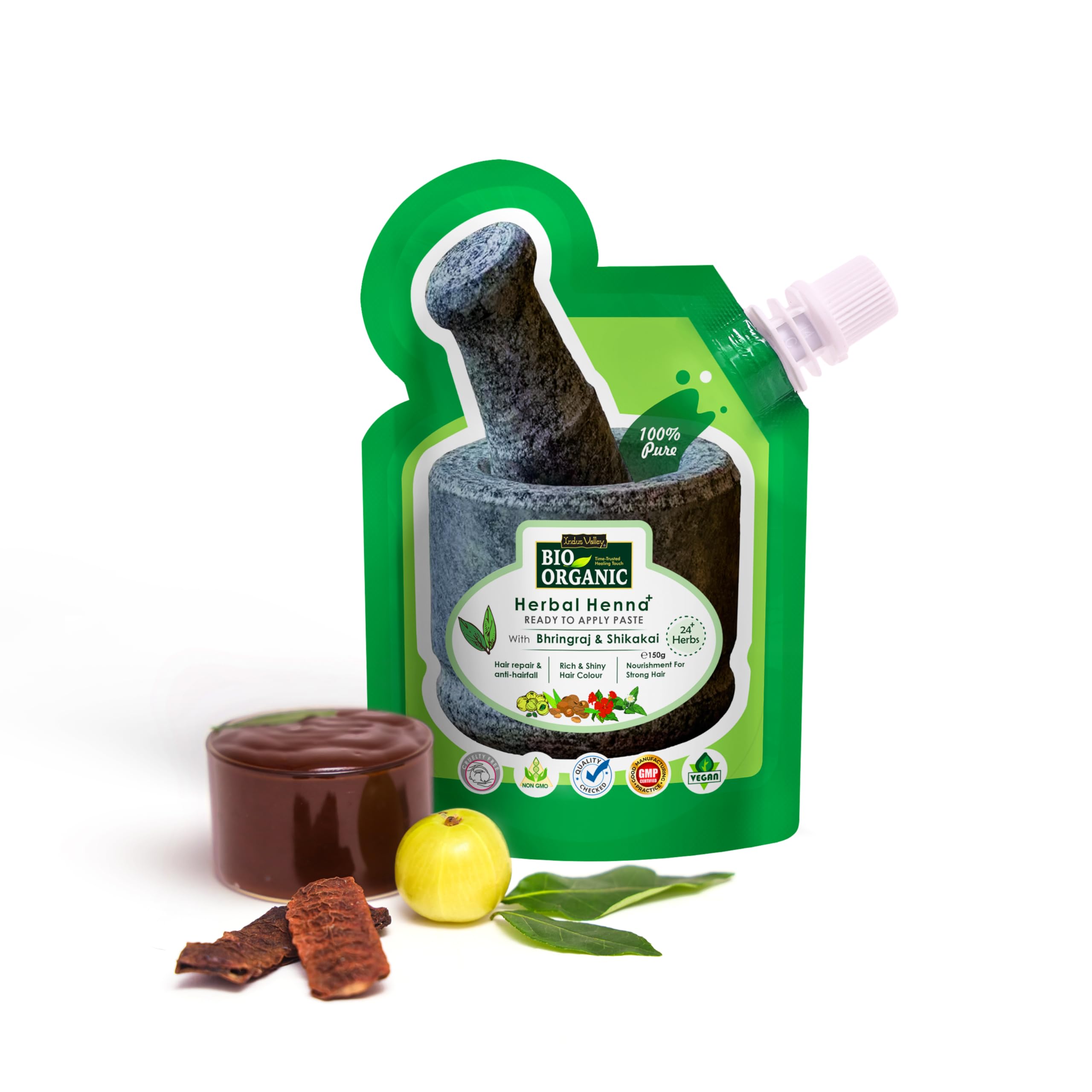 Herbal Henna With Bhringraj & Shikakai - 150 G, Brown-picture-31