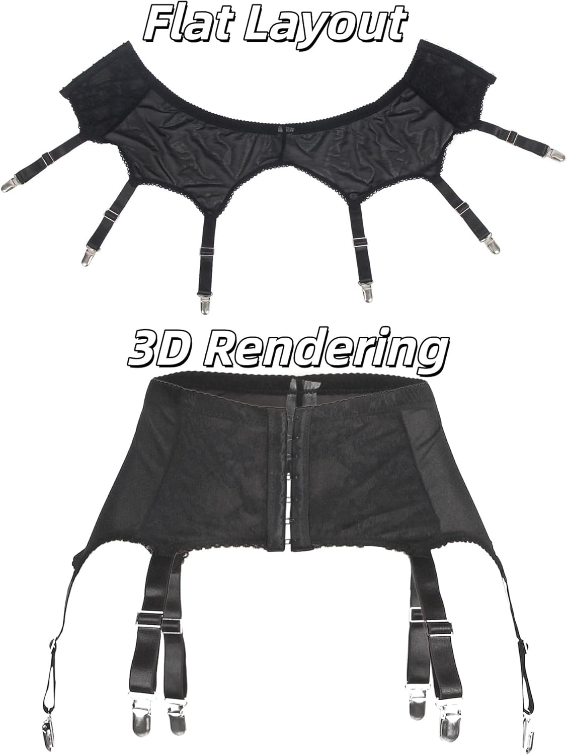 comeondear Garter Belt Set Plus Size Garter Belt and Thigh Highs Set Lace Suspender Belts for Women 6 Strap - Image 7