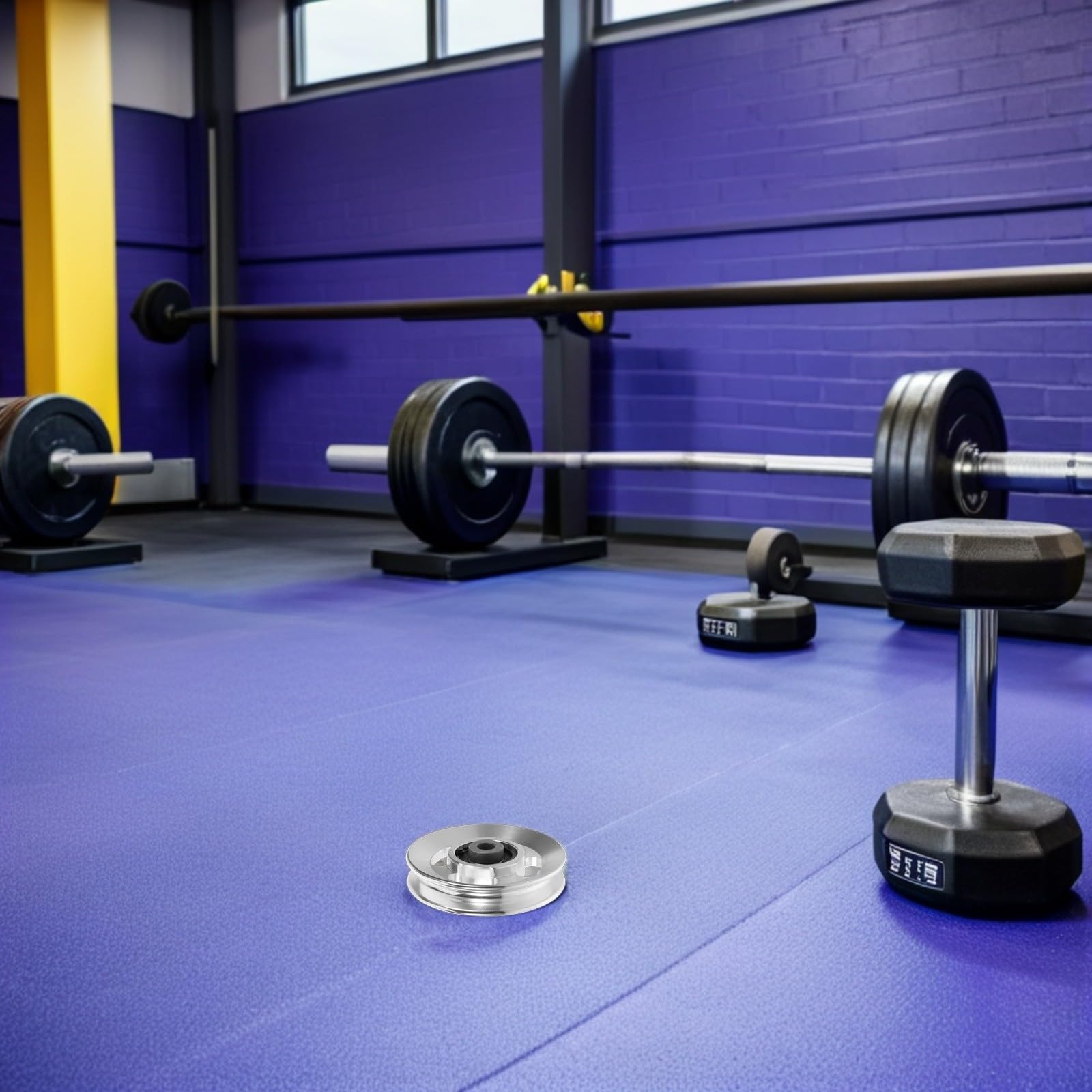 FRCOLOR Sistema de 4 Poleas de Aleación de Aluminio para Gimnasio en Casa, Movimiento Estable y Ligero, Accesorios para Máquinas de Cable Plateadas