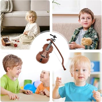 Tiny Violin Miniature - 10cm Small Violin Model, Polished Mini Instrument, Home Decor Ornament Piece, Mini House Decoration | Musical Instrument Decor Display For Children Gift Room Decoration Use