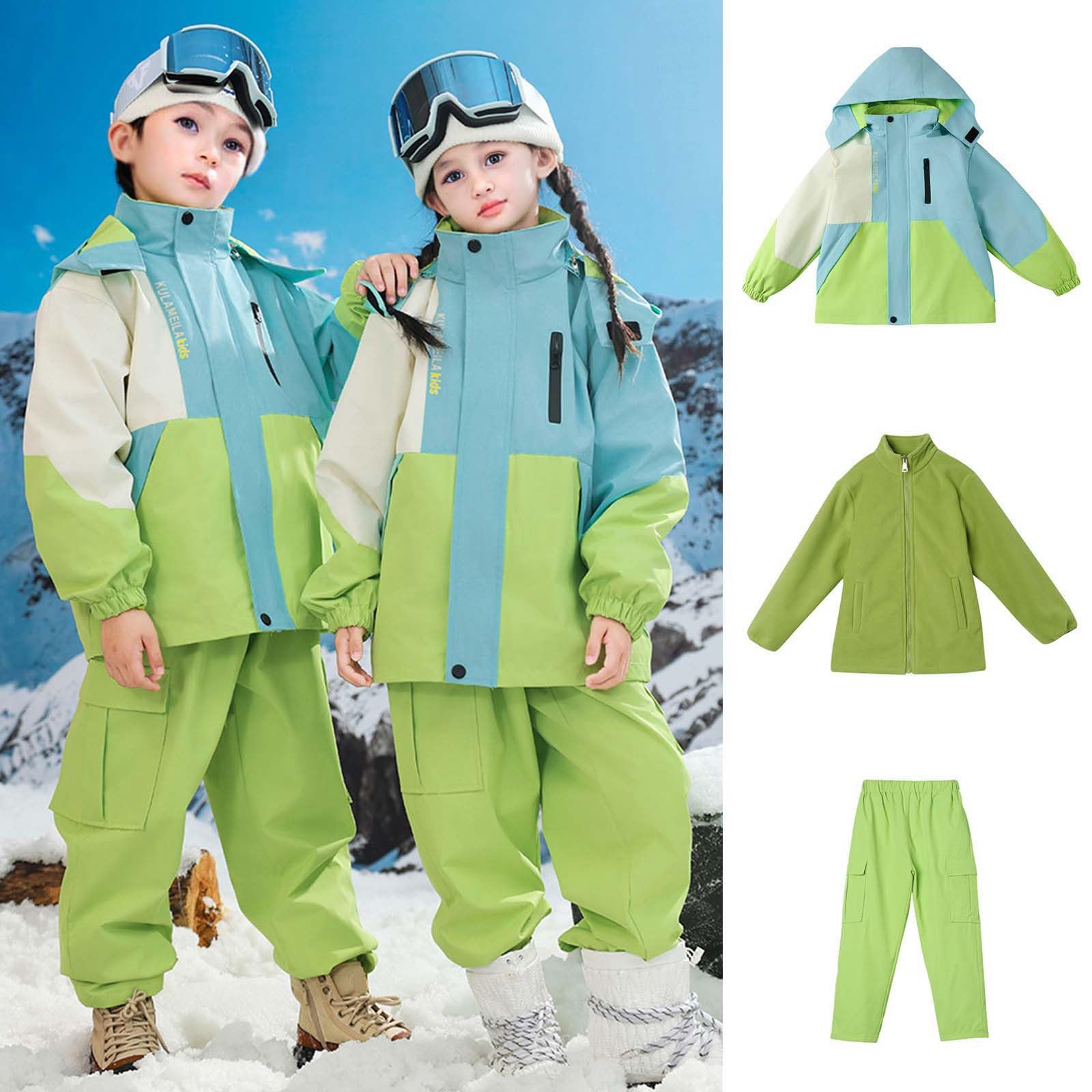 2026 Giacca impermeabile per bambini tuta da sci in pile giacca pantaloni invernale snowboard invernale calda tuta da neve unisex set da tre pezzi