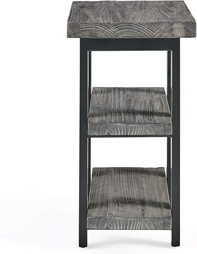 Miniatura 3 de Alaterre Furniture Pomona - Mesa auxiliar industrial de 3 niveles con madera de pino maciza y patas de metal, mesa auxiliar de 20 pulgadas con 2
