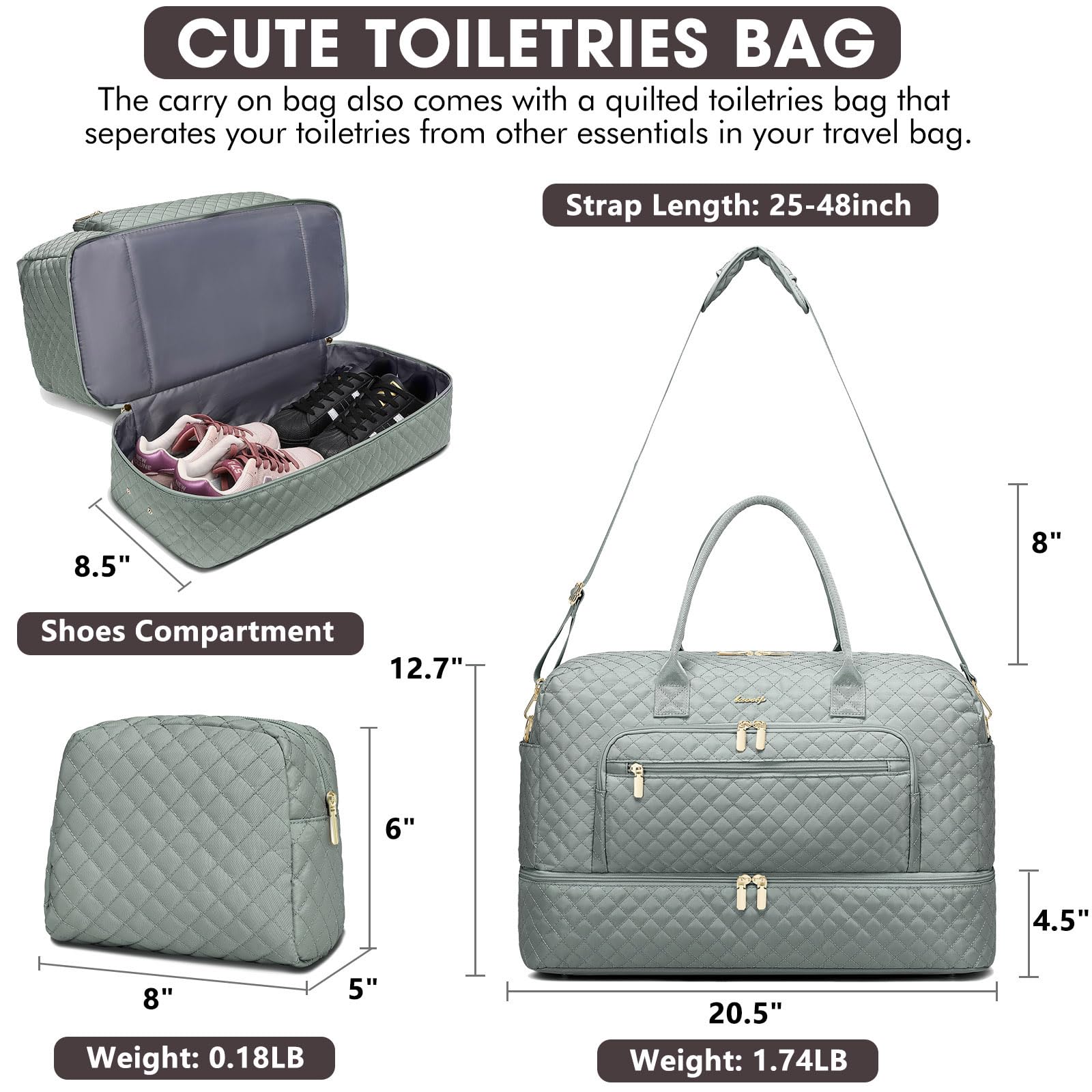 Large Women Travel Duffle Bag - Carry on Overnight Bag Weekend Travel Duffel Tote Bag Yoga Gym Bag with Wet Pocket Toiletry Weekender Overnight Bag for Travel Business Trips Sport Hospital view 2