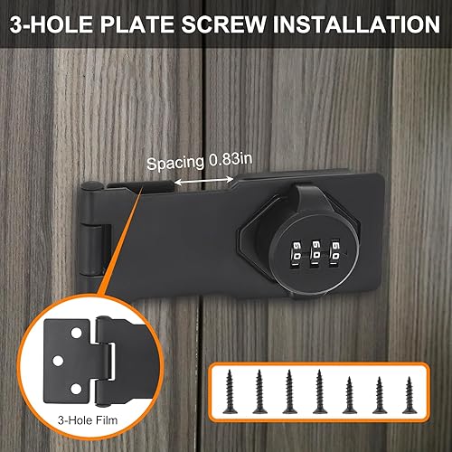 Miniatura 3 de Cerradura de armario combinada, cerradura giratoria de 3 dígitos con contraseña, cerradura de seguridad de puerta sin llave con código para puertas