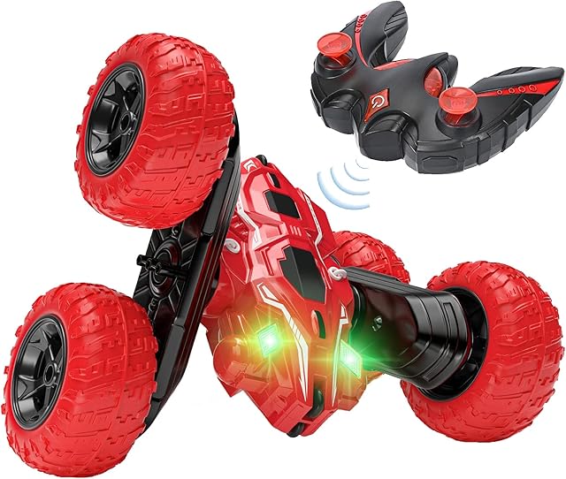 voltenick Remote Control Car 4WD RC Car 360°Double Side Flips 2.4GHz RC Radio Controlled High Speed Stunt Car Toy Cars for 6-12 Years Old Kids Boys Gift (Red)