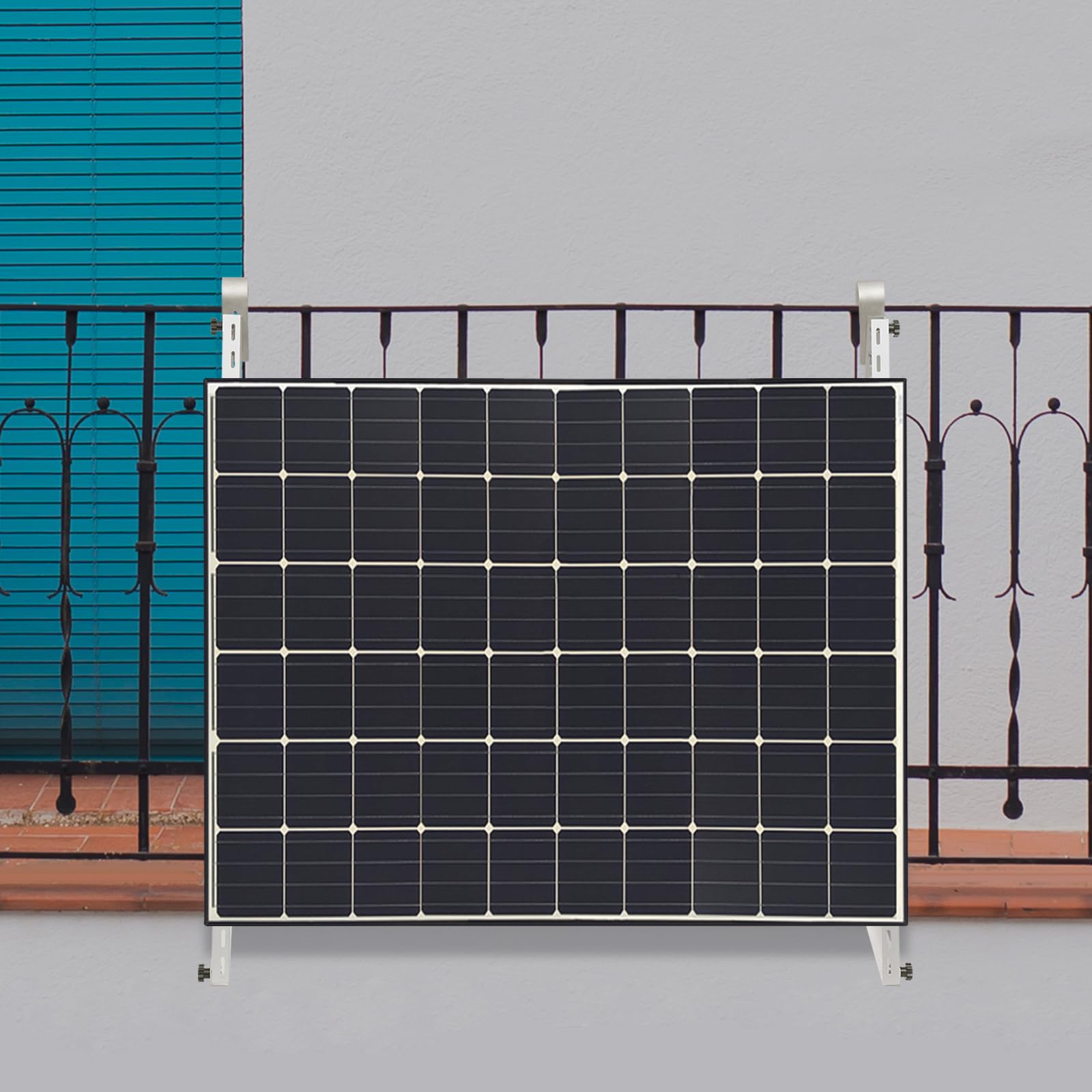 Supporto per pannello solare, supporto per centrali elettriche da balcone, angolo di 10-30°, con gancio, portata 50 kg, supporto regolabile, adatto per balconi, pavimenti, tetti