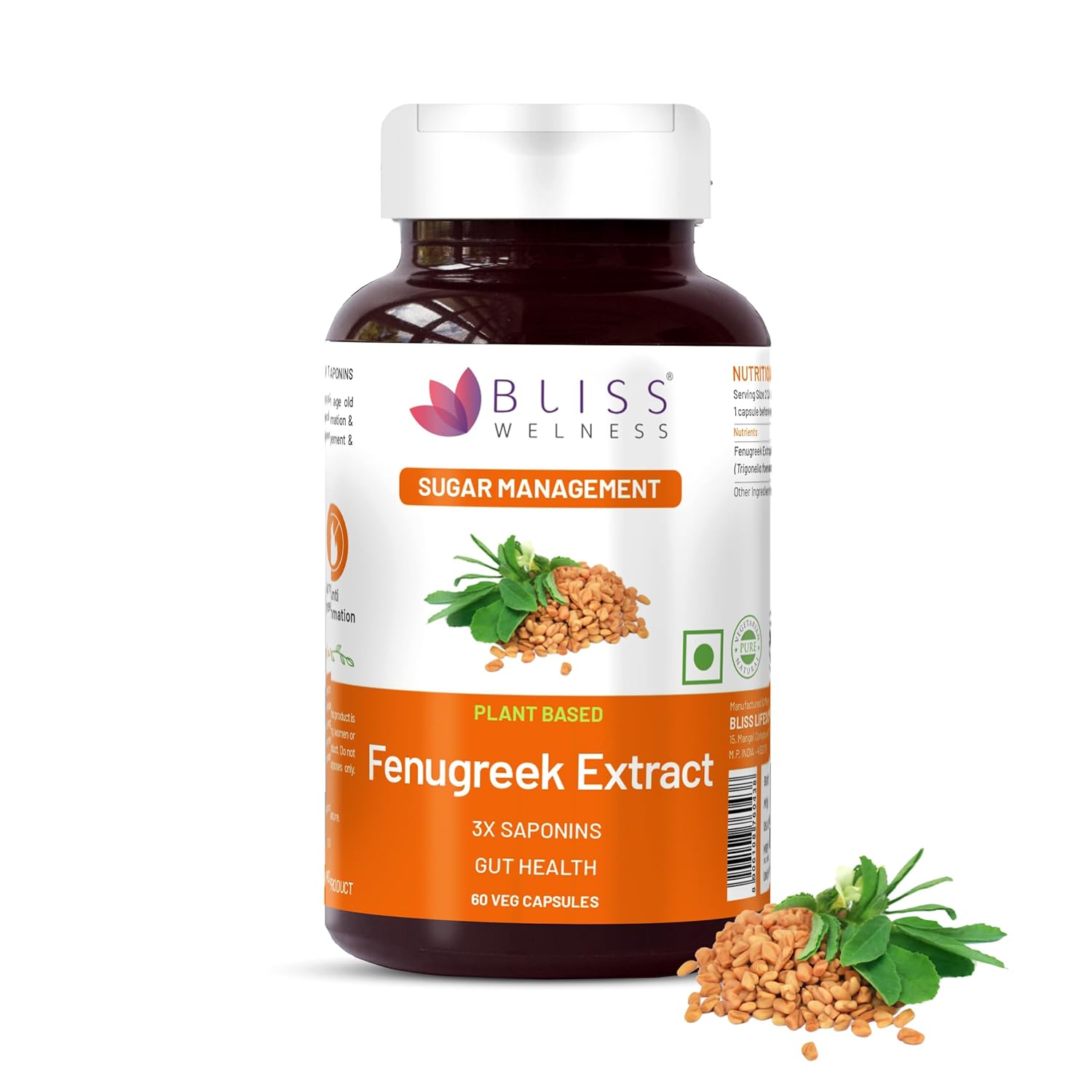 Bliss Welness Pure Fenugreek Extract with 3X Saponins 1000mg Ayurvedic Herbal Supplement – 60 Vegetarian Capsules Bliss Welness Pure Fenugreek Extract with 3X Saponins 1000mg Ayurvedic Herbal Supplement – 60 Vegetarian Capsules