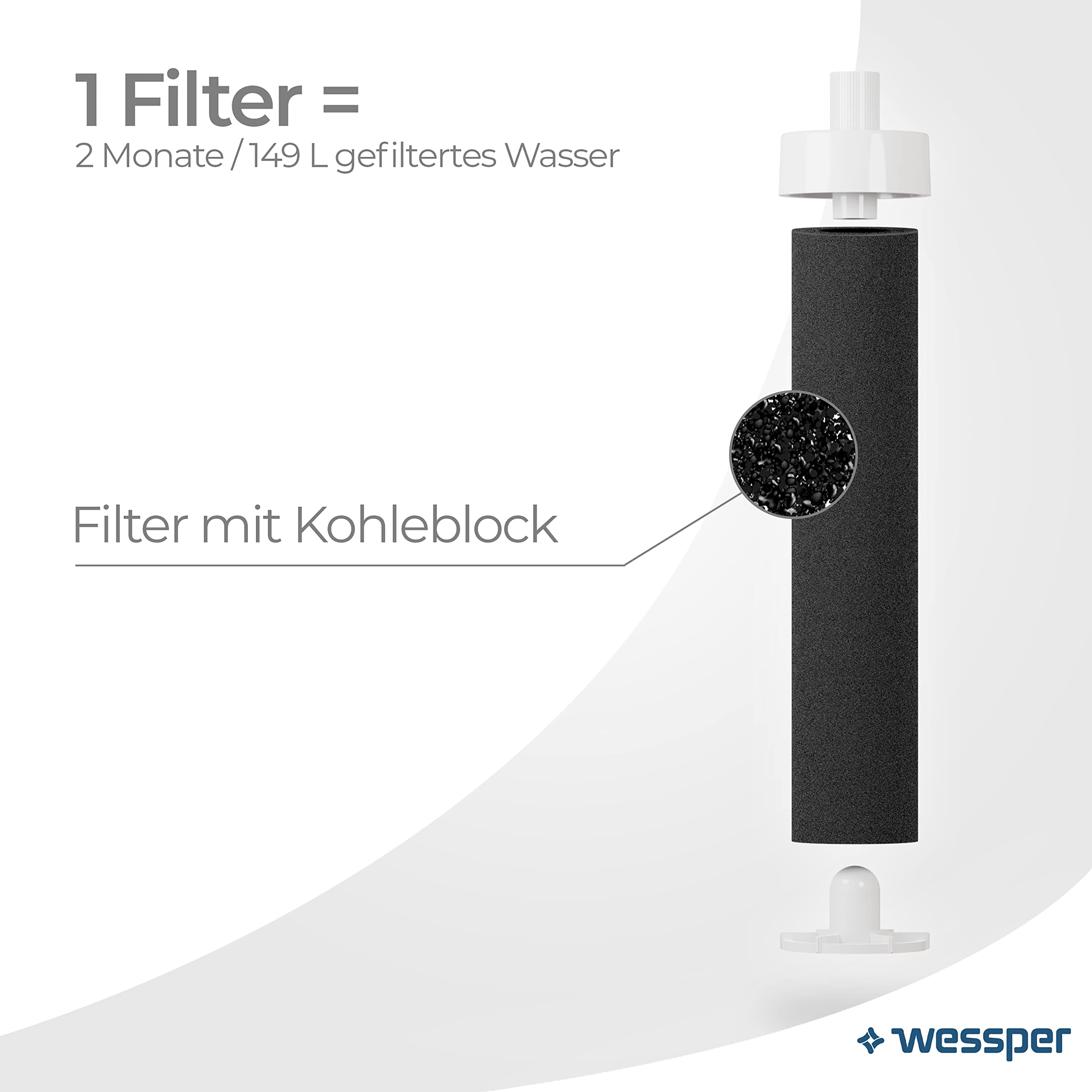 Wessper Trinkflasche aus Glas 680ml mit Wasserfilter, BPA-frei Auslaufsicher Glasflasche mit Aktivkohle Filter, Wasserflasche mit Schraubverschluss für Gym Fitness Schule Büro - Transparent
