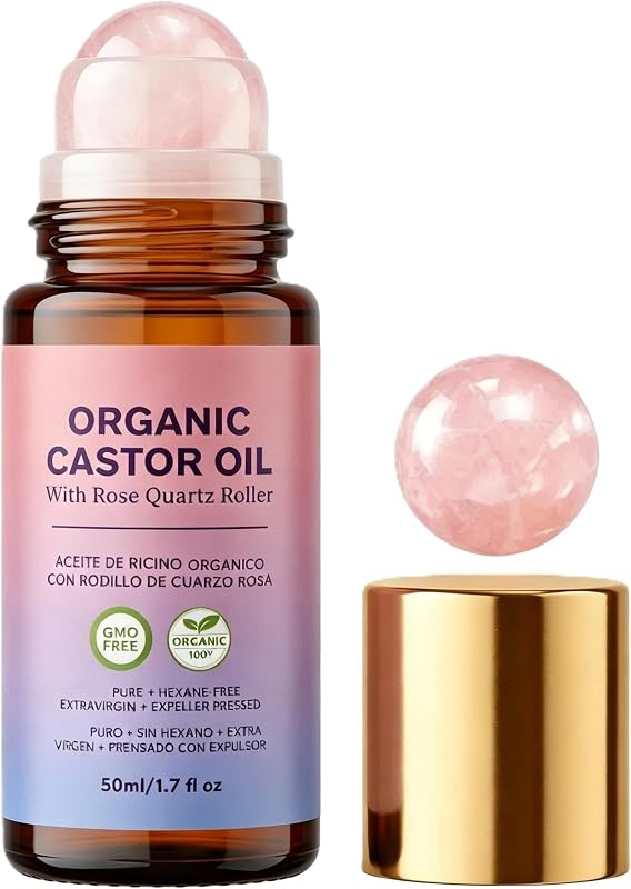 Óleo de rícino wsaztsh com aplicador de quartzo rosa, prensado a frio, 50 mL