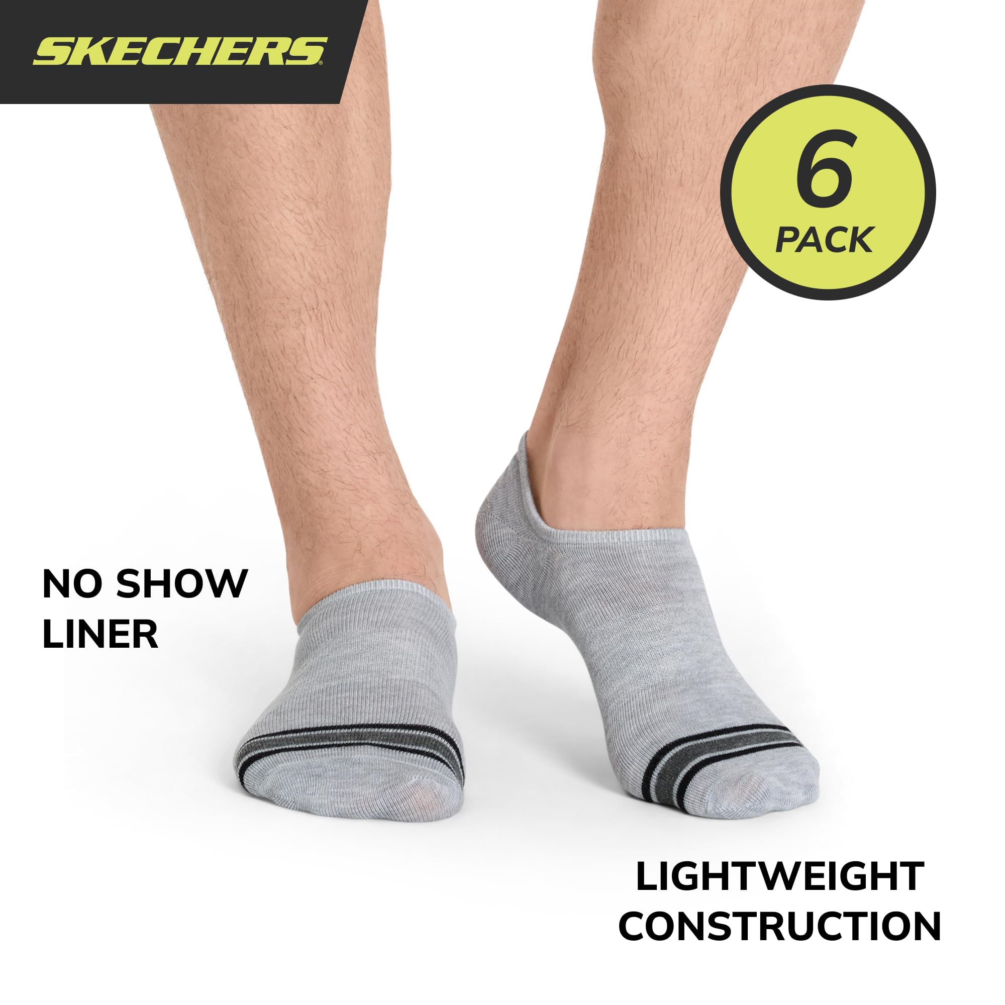 Skechers skarpety Mężczyźni Slip-ins 6-pack Performance No Show Socks, Lightweight & Breathable, Comfort-fit