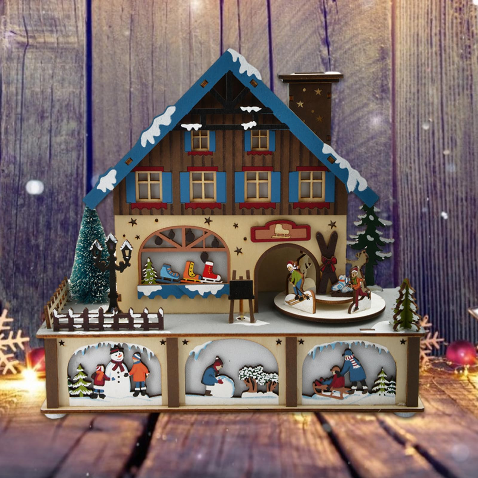 Caja Musical de Madera Decoración navideña para niño, niña, Hombre, Mujer, Aniversario de Navidad, cumpleaños, Regalo Unisex para Amantes de la música