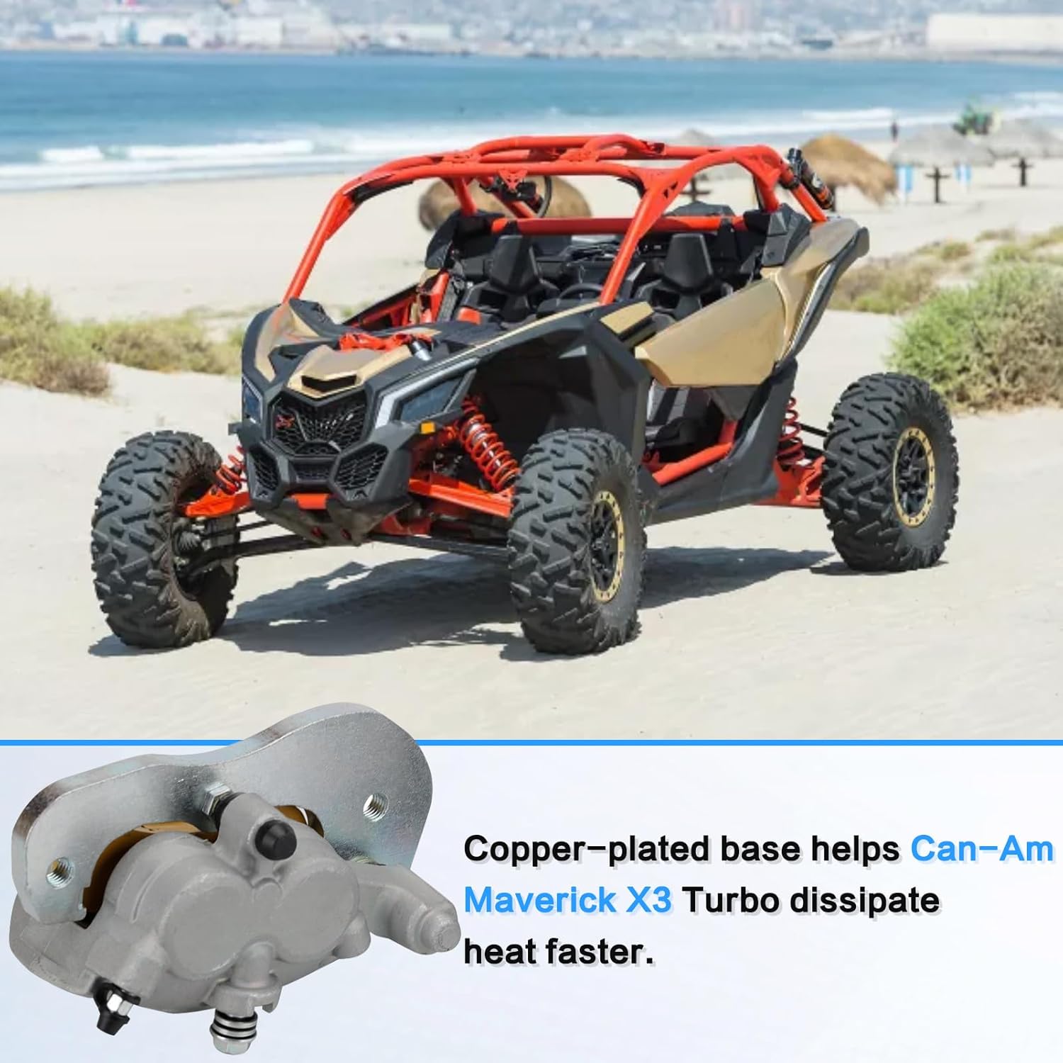 Rear Left Brake Caliper with Sintered Pads, Compatible with Can Am Maverick X3 Turbo 2017 2018 2019 2020 2021 2022, Replace Part Number 705601514 705601891