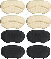 YOLCAR Heel Pads for Shoes - 4 Pairs Foam Heel Grips Prevent Blisters & Chafing in Sneakers, Heels, Boots - Black & Beige
