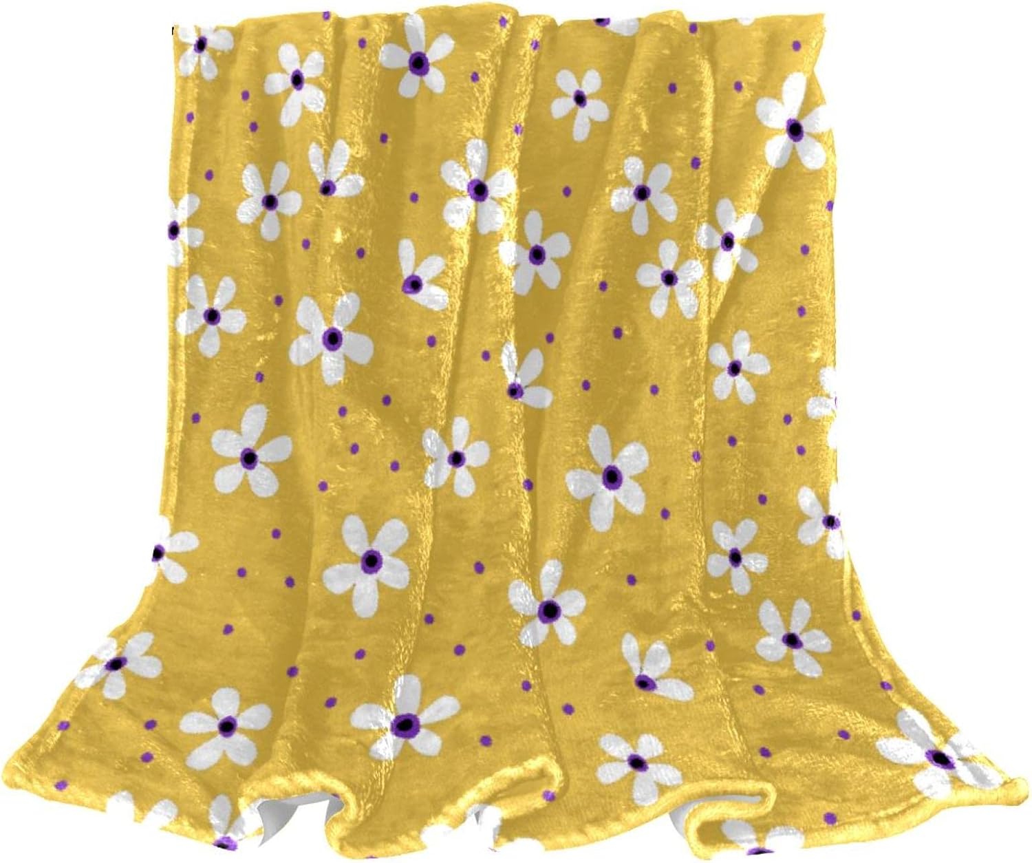 Daisy Flower Floral Throw Blanket Lightweight Microfiber