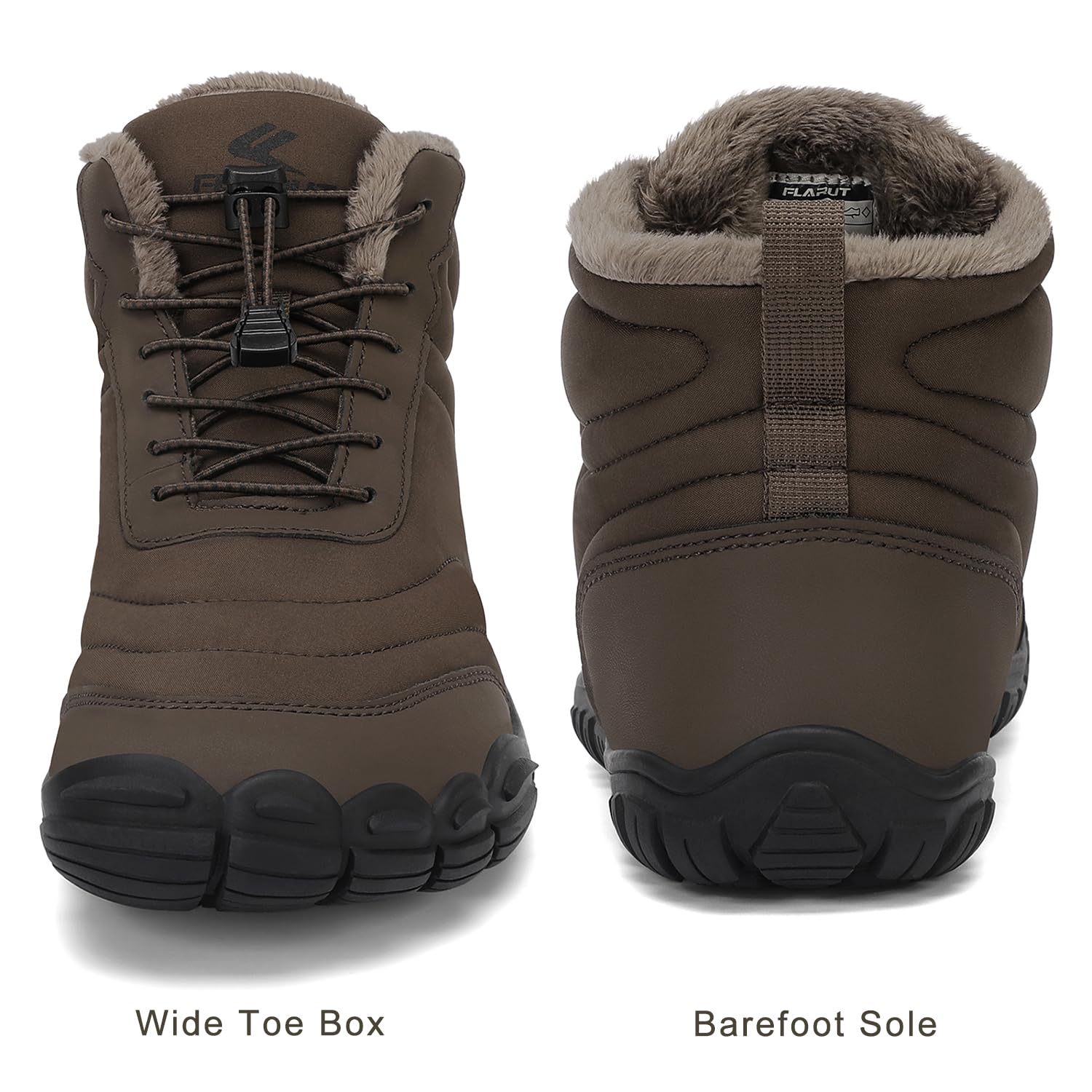 FLARUT Scarpe Invernali a Piedi Nudi Uomo Donna Barefoot Scarpe Foderate Caldo Scarpe a Punta Larga Resistenti all'acqua Scarpe da Trail Running Trekking InvernoStivali