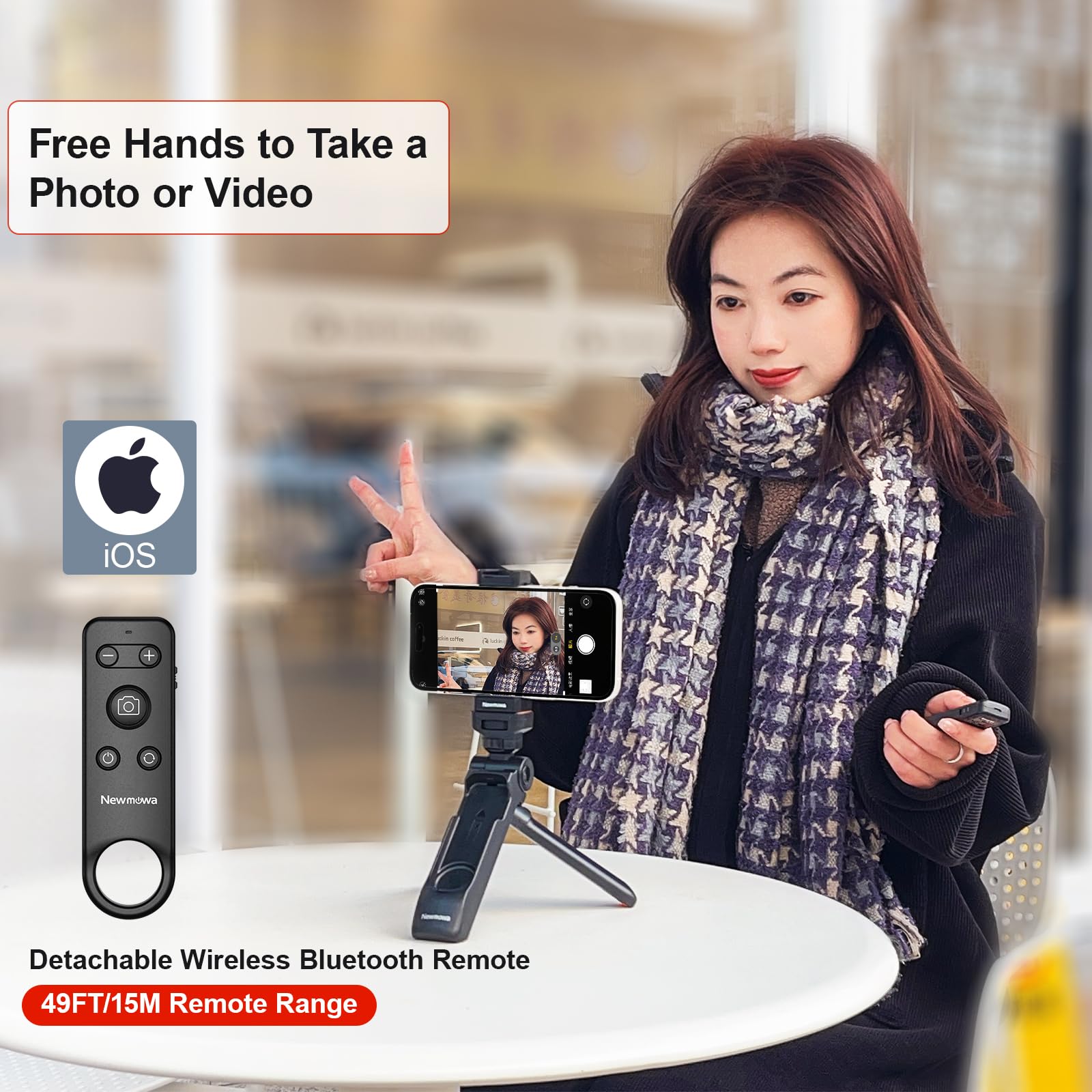 Newmowa Telecomando Bluetooth Per IPhone – Zoom, Cambio Obiettivo E Registrazione Video, Ricaricabile, Per IOS 15+ - 2
