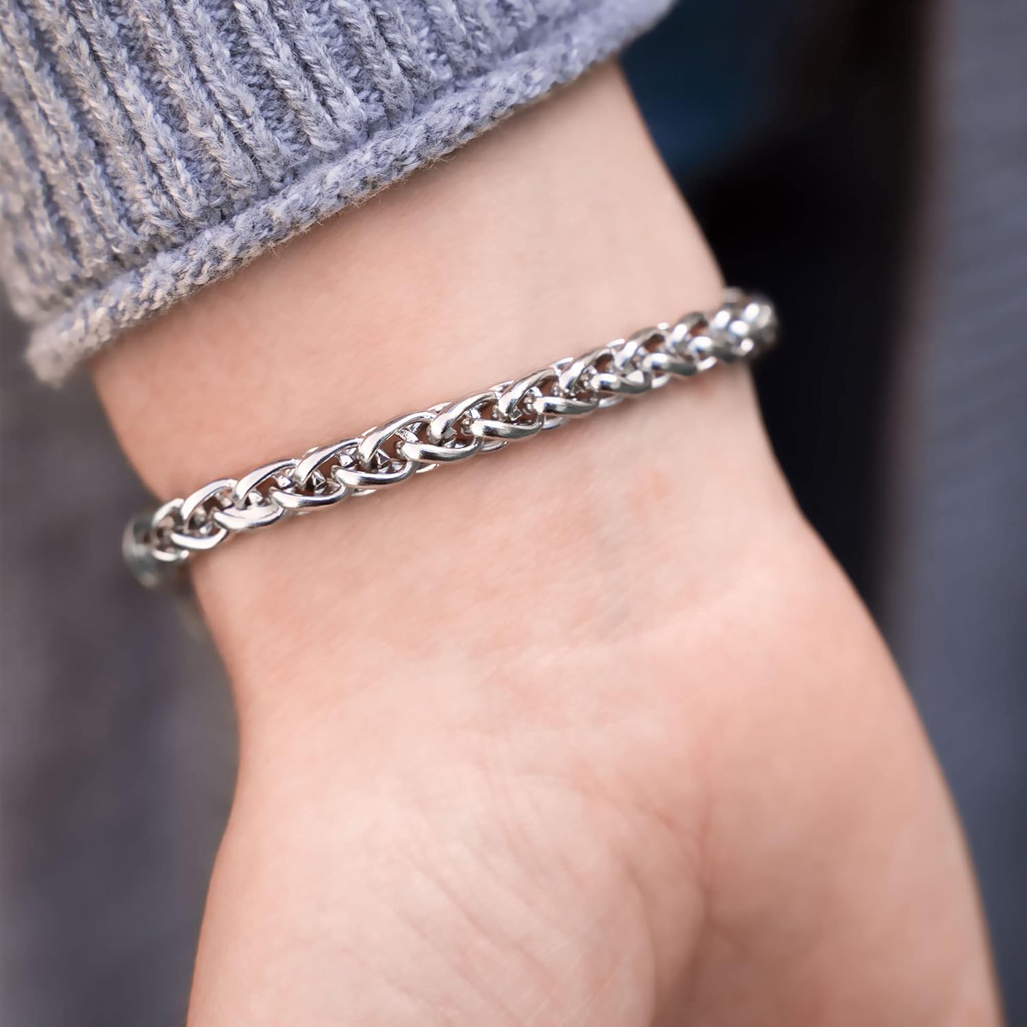 Miniatura 5 de Divoti Custom Engraved Medical Alert Bracelets for Women, Stainless Steel Medical Bracelet, Medical ID Bracelet wFree Engraving Classic Tag wWheat