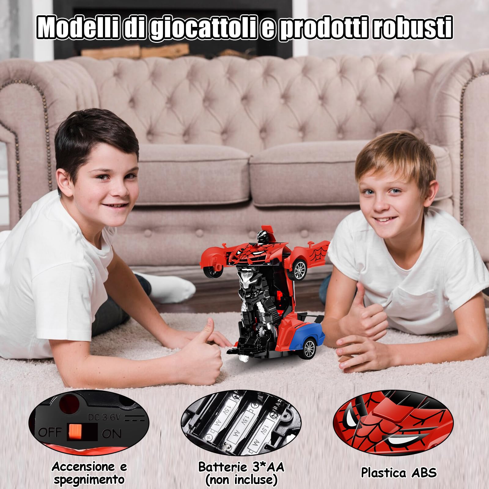 Aragallant Macchina Telecomandata Robot, Auto Robot Trasformabile per Ragazzi e Ragazze 3 4 5 6 7 8 9+ Anni, Macchina Telecomandata RC, Regali di Compleanno e Natale per Bambini