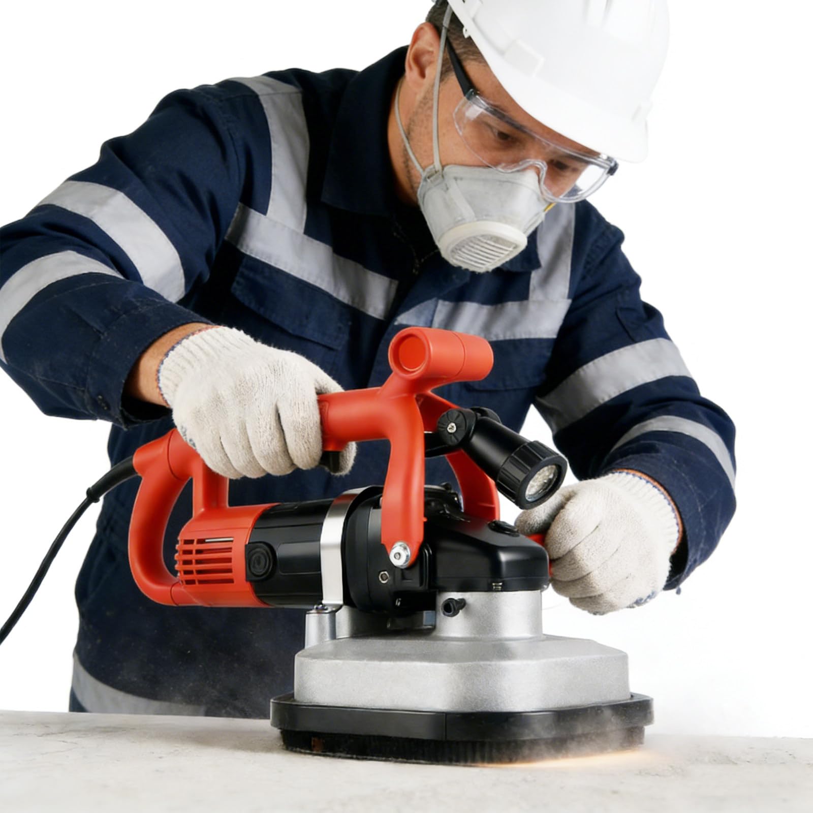 Polisseuse éLectrique pour Sols en Ciment, pour Usine De Traitement De La Pierre, Ponceuse Murale 4 TêTes, Haute Puissance 3600 W, 6 Vitesses Standard
