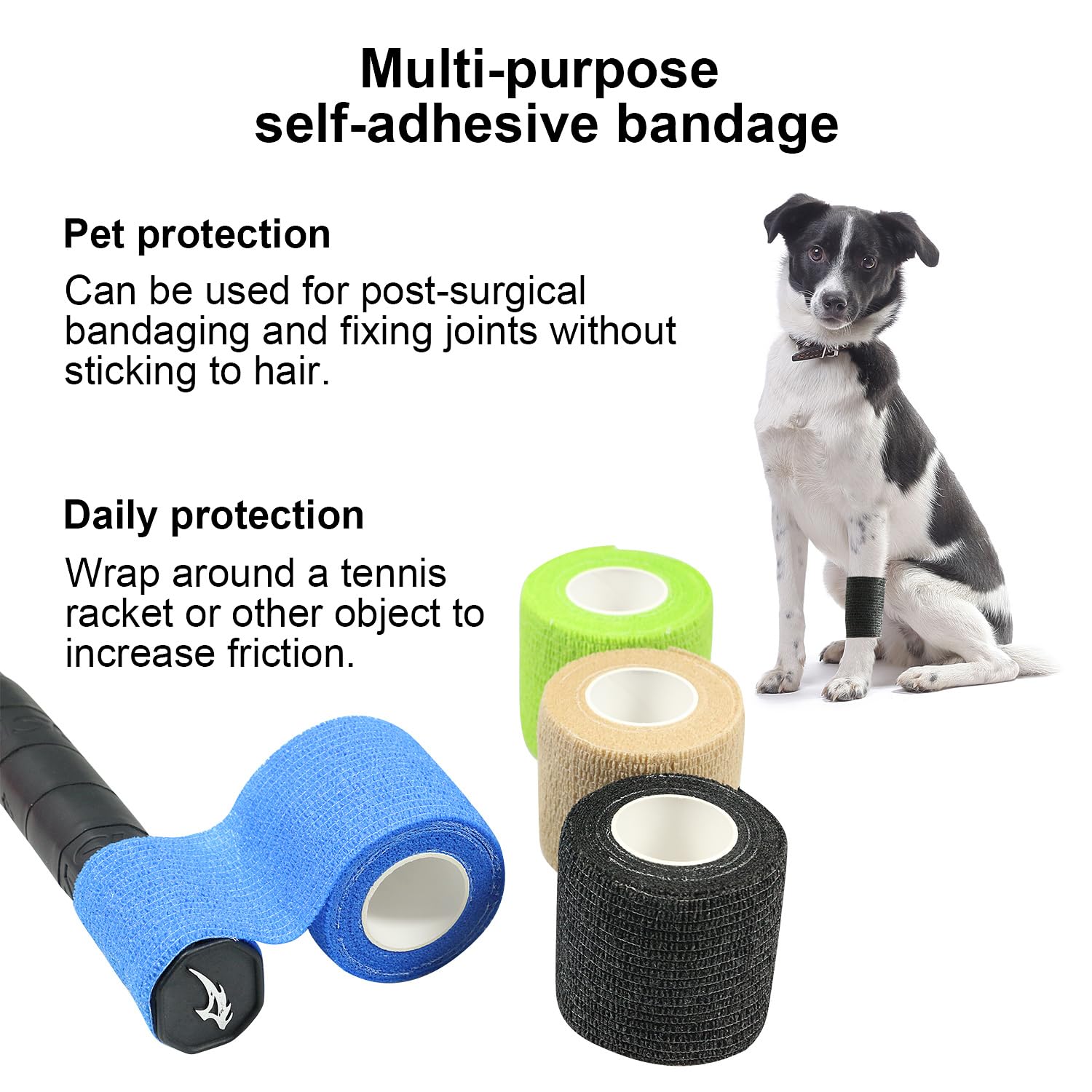 Bendaggi autoaderenti, nastro elastico per sport atletici, distorsioni, gonfiore e indolenzimento su polso e caviglia, 8 pezzi, 5,1 x 4,5 m