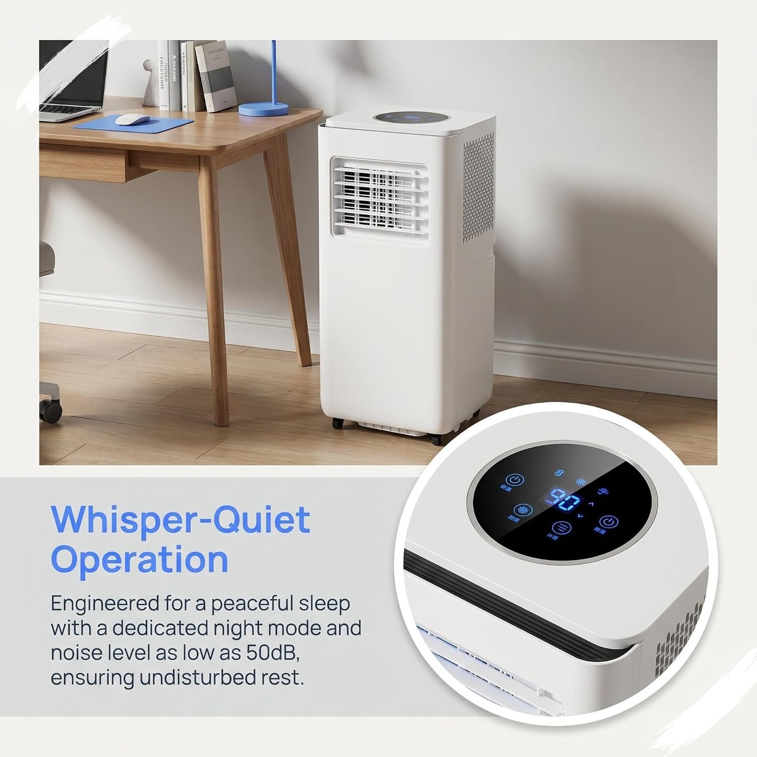 Tragbare Klimaanlage 14000 BTU, Fernbedienung, 24h Timer, Fensterset, kühlt bis 28 m², Oszillationsfunktion, 2 Geschwindigkeitsstufen für zu Hause & Büro, 14000 BTU, 14000 BTU