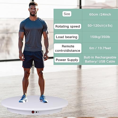 Miniatura 52 de JAYEGT Soporte de exhibición giratorio motorizado, carga de 330 libras, tocadiscos eléctricos giratorios de 360 grados para exhibición de productos