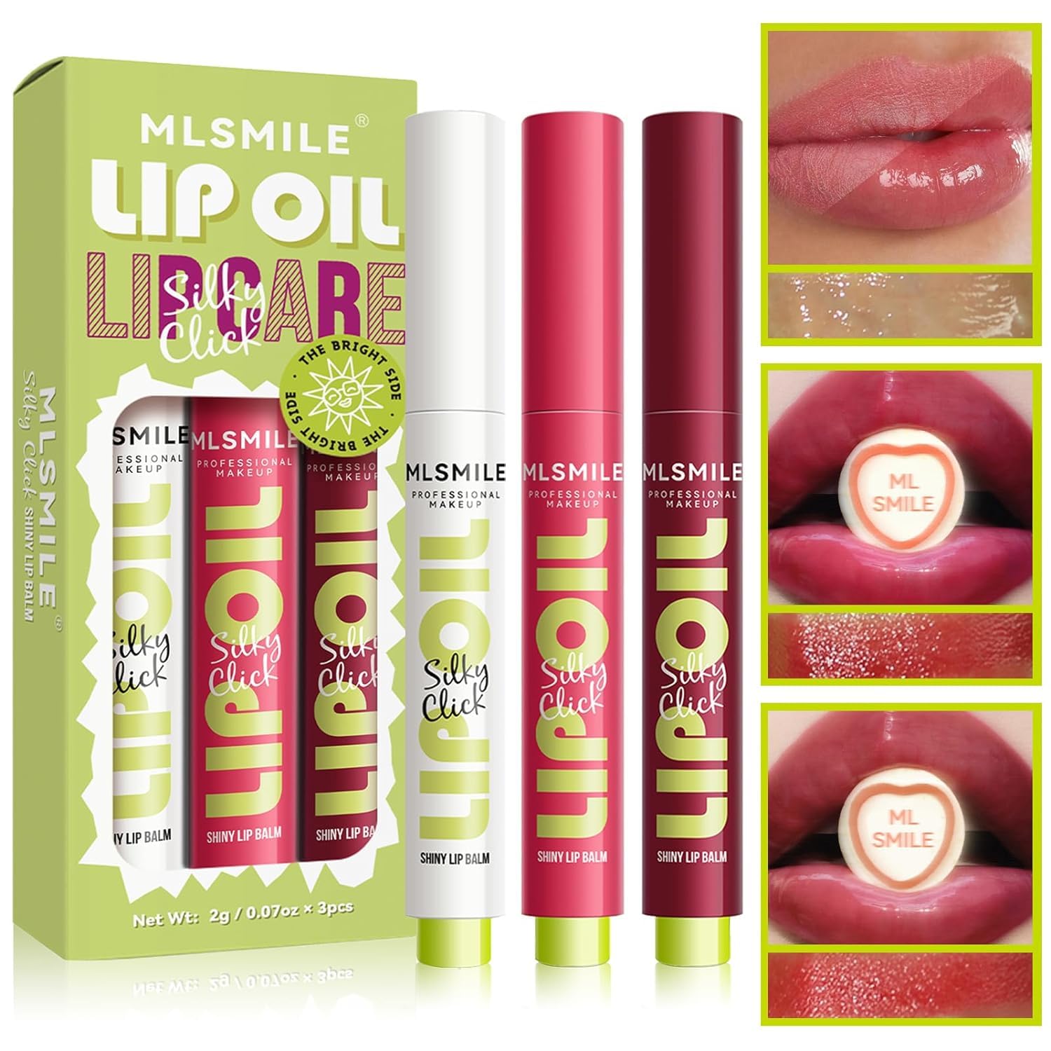 3 Colors Fat Lip Balm, Moisturizing and Long-lasting Lip Balm, Non-stick and High Pigment Lip Glow Oil, Lightweight Lip Plumper with Coconut Oil(Set: