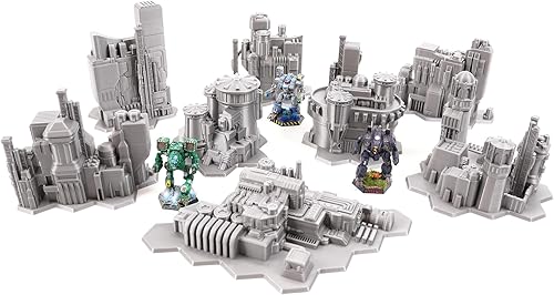 Miniatura 9 de Tabletop Terrain Paquete 1 de ciencia ficción de paisaje urbano de 0.236 in para juegos de miniaturas como Epic Battletech Adeptus Titanicus (Bundle