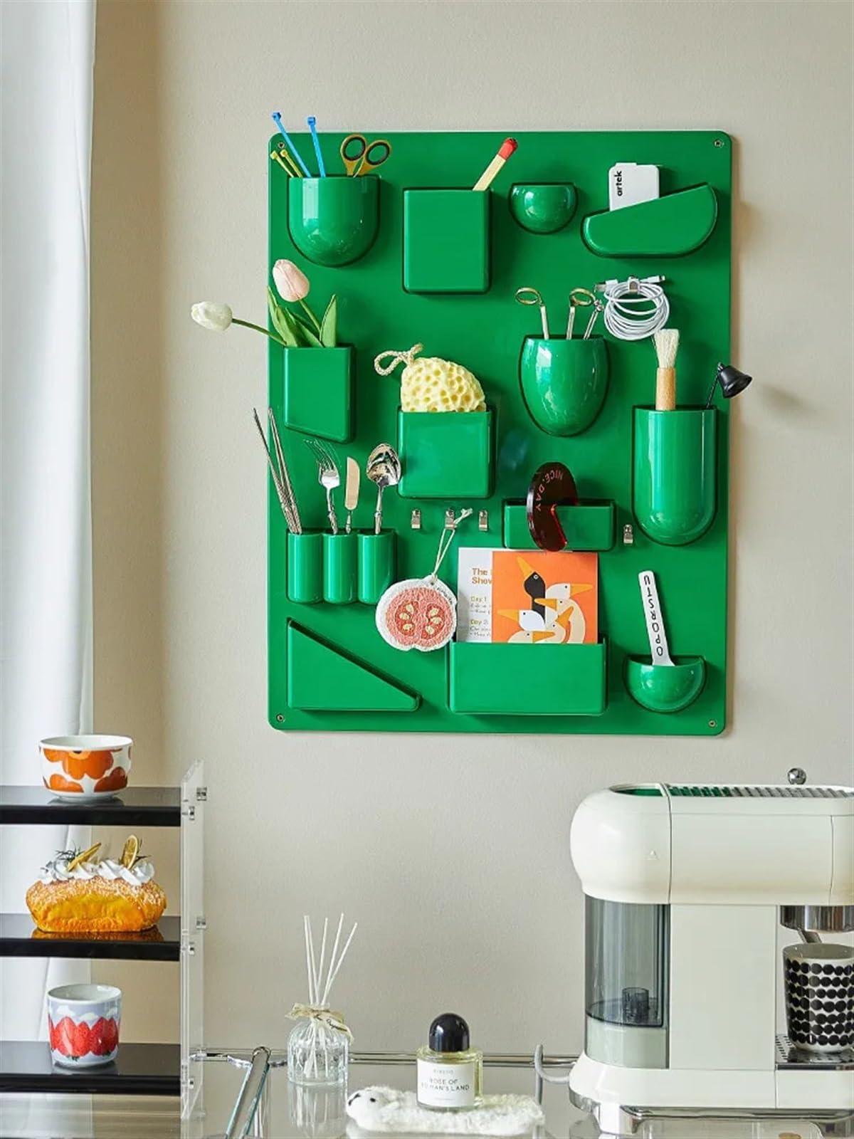 Badezimmer Organizer Aufbewahrungsregal for Wandhalter, Büros, Küchen, Organizer, Werkstätten, Badezimmer, Räume, Verschiedene Formen, Größen, Haken, Clips(Beige)