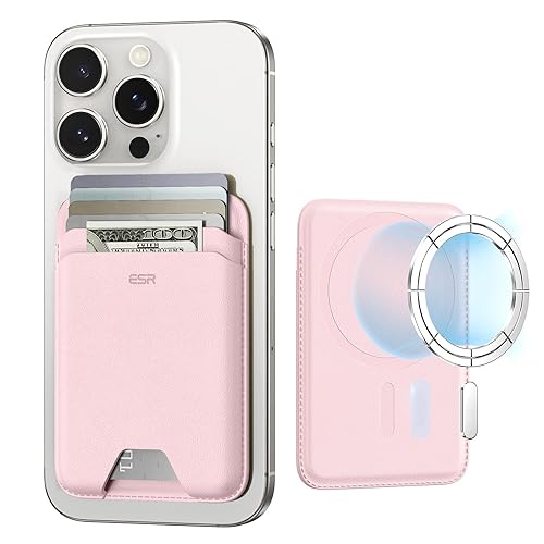 ESR for MagSafe Wallet, 5-Card Holder, Magnetic Wallet for iPhone, RFID Blocking, with 3,200 g Magnetic Strength, Vegan Leather, Slim for iPhone 16/15/14/13/12 Series, Not for 13/12 Mini, Light Pink - Light Pink
