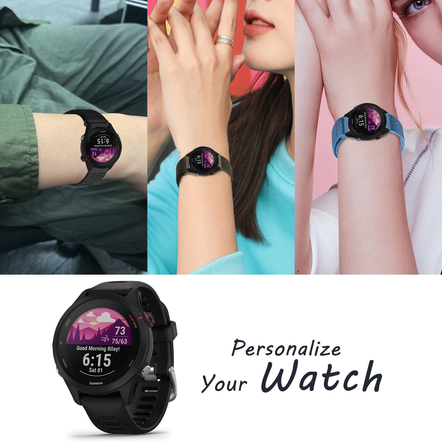 Cinturino In Nylon Da 18mm Per Huawei Watch GT 4 41mm Cinturino Intelligente Per Garmin Venu 2s 3s/Move 3s Cinturino Da Polso Braccialetto Correa - Foto 7