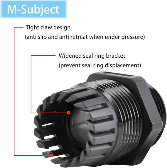 Nineleaf 10PK M20*1.5 Black Compression Cable Gland Adjustable 6-12mm Joint Cable Connector, Higher Weatherproof Rating of IP66