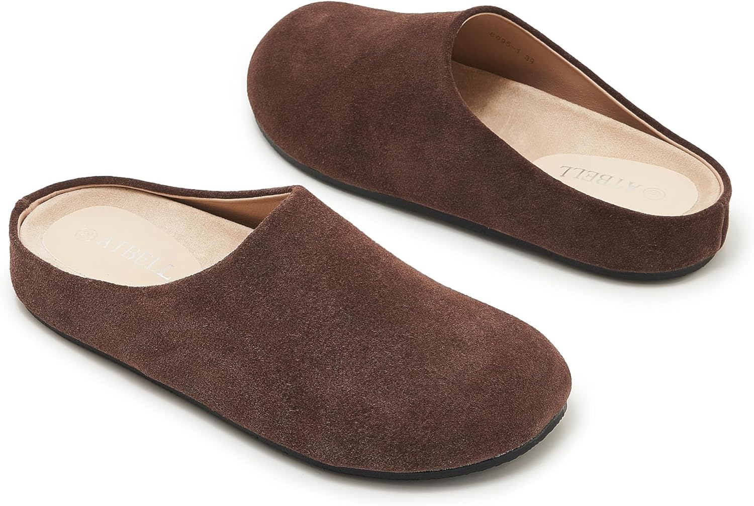 Women's Suede Clogs Round Toe Leather Mules Cork Footbed Clog with Arch Support Comfort Casual Slip-on Fall Shoes - Image 4