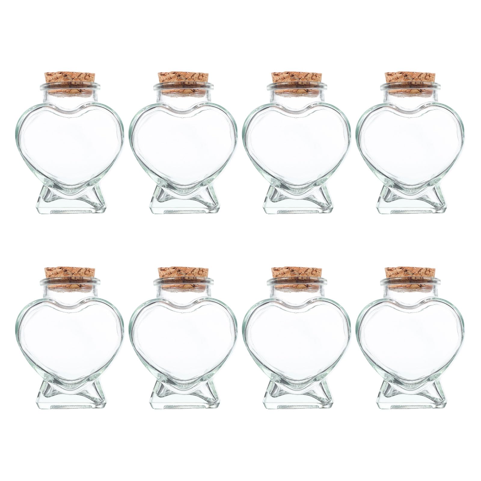 BESPORTBLE 8 Mini Bottiglie Decorative in Vetro Trasparente a Forma di Cuore da 50 Ml con Tappo di Sughero Barattoli Ermetici per Caramelle Spezie e Fai da Te Contenitori Portatili per