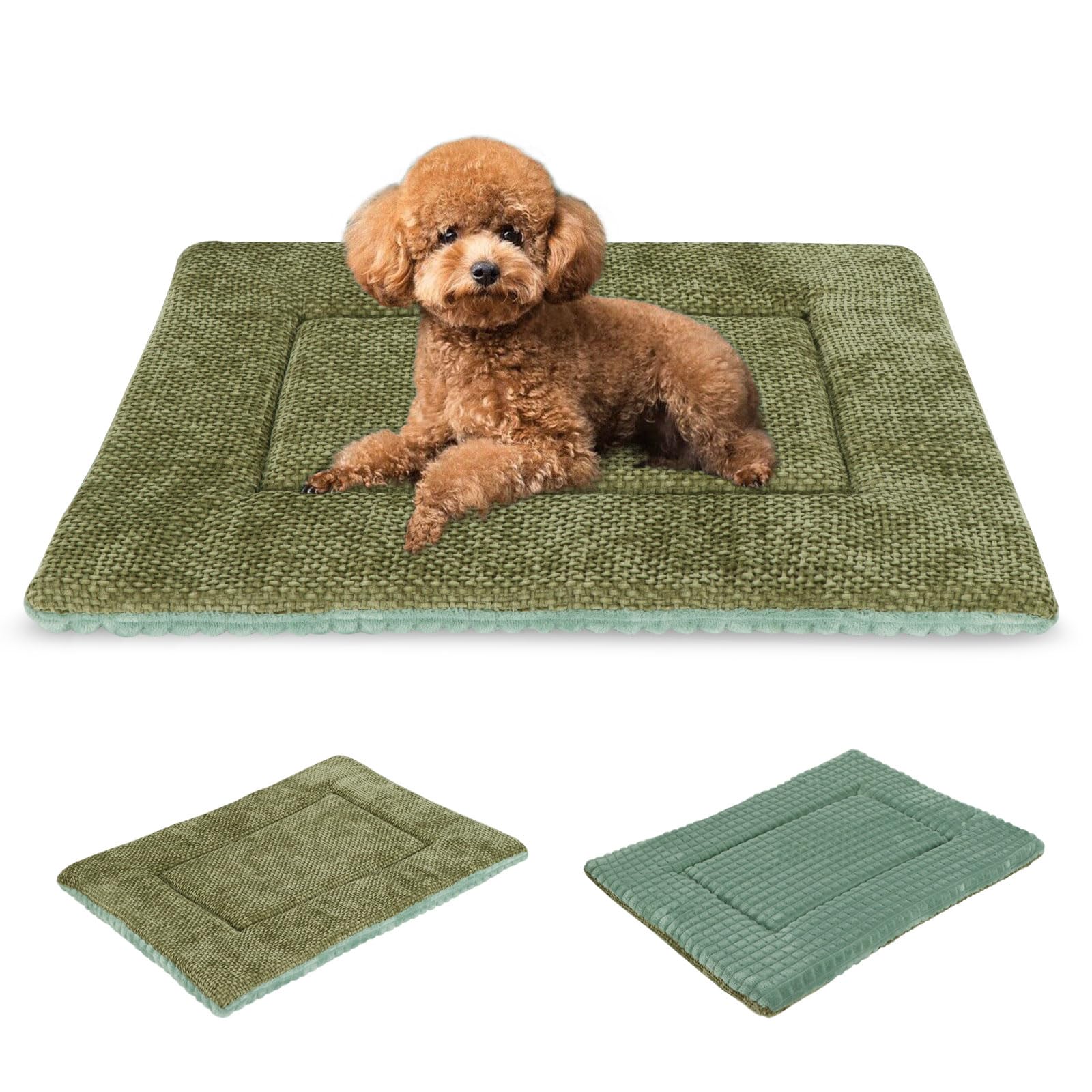 Vejaoo Dog Bed, Dog Crate Pad, Reversible Washable Cushion, Soft Plush Puppy Mat, Memory Foam Mattress for Small Medium Large Dogs and Prevent Catching Mats for Cats XZ016