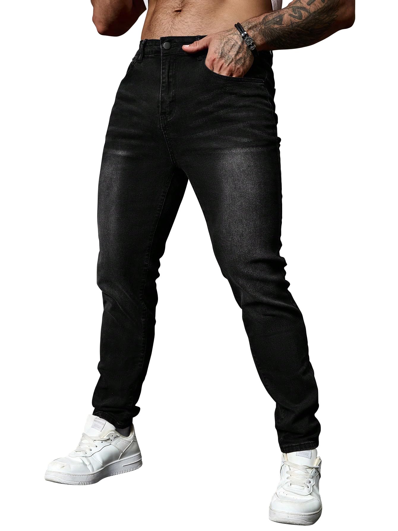 avanova Men's Classic Dark Blue Gradient Casual Denim Jeans Tapered Straight Leg Long Distressed Light Jean Cargo, Straight-Leg Pant with Pockets (Jeans 249)-picture-55