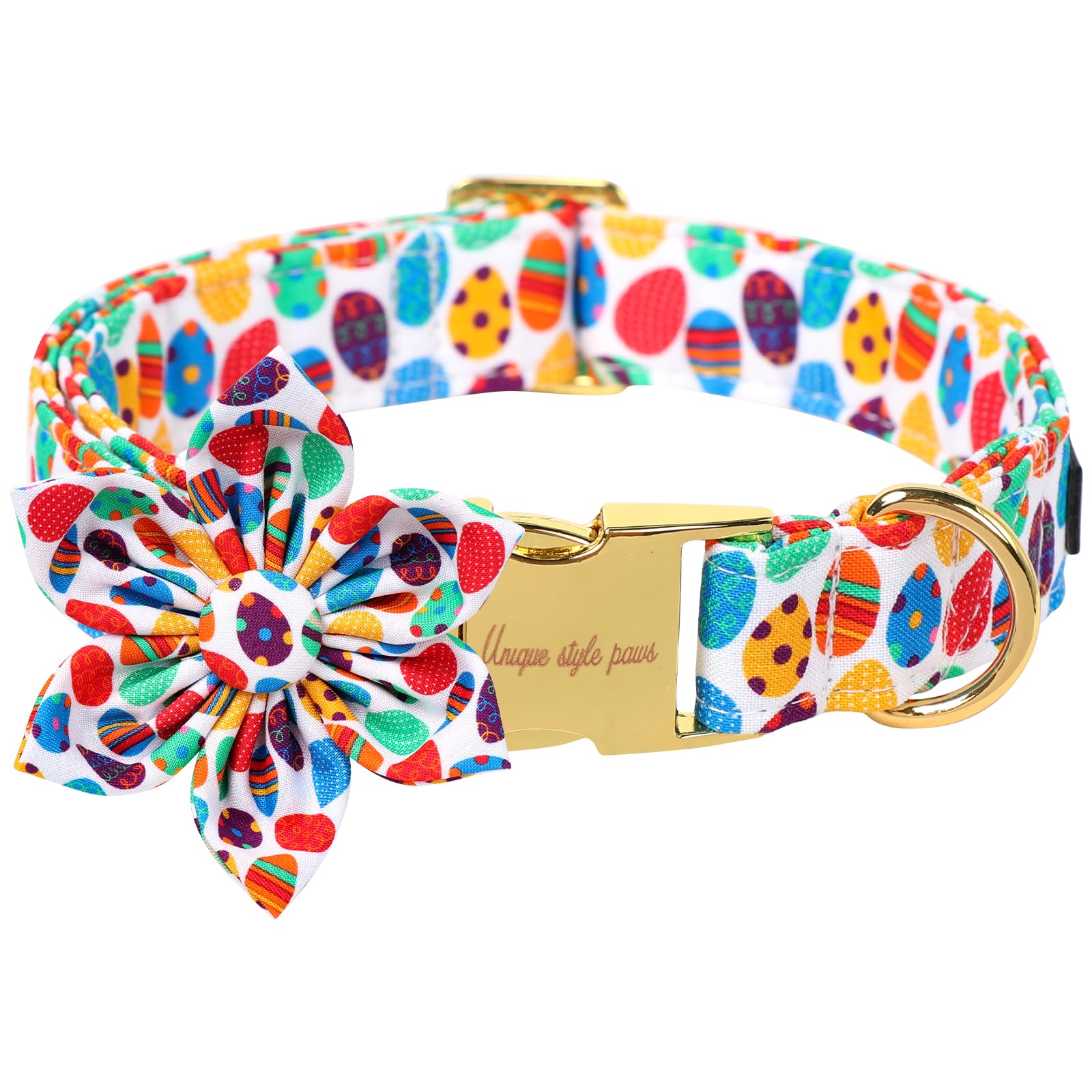 Unique Style Paws Easter Dog Collar with Bow Colorful Egg Rabbit Dog Collar Bowtie Collar for Large Medium Small Dogs