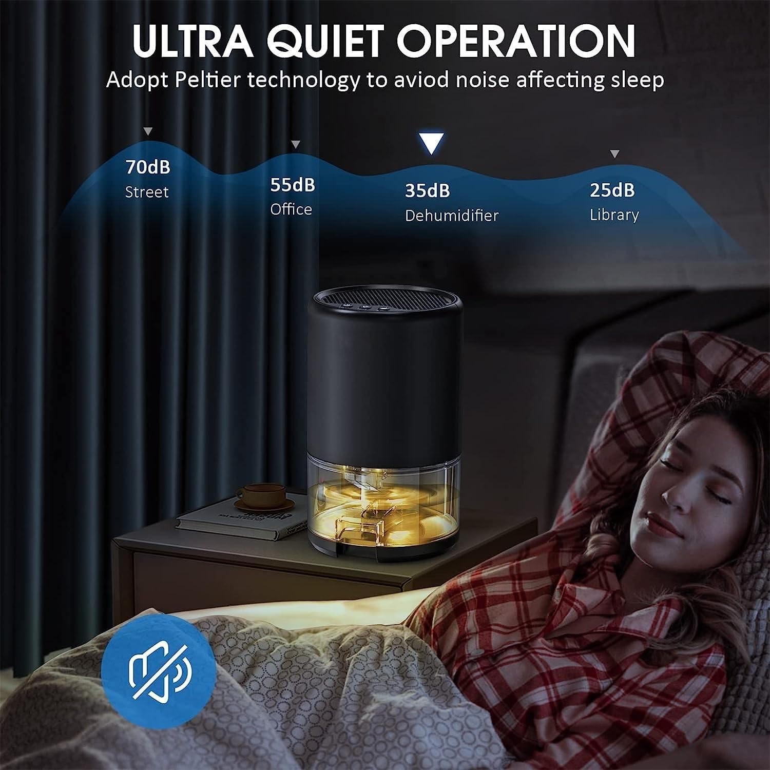 Deumidificatore elettrico da 2200 ml, deumidificatore elettrico, portatile, molto silenzioso, per bagno, camera da letto, spegnimento automatico, timer 2-12 ore, 7 colori, funzione di sbrinamento