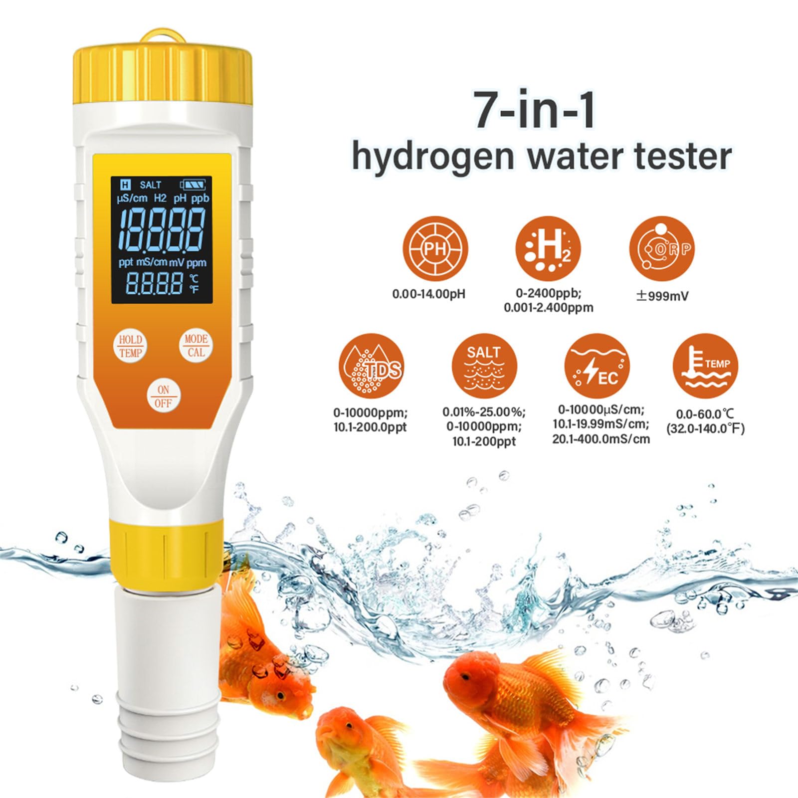 Tester ' acqua multifunzione con sensori precisione Misurazione in reale per l ' analisi della piscina ' acquario ' acqua potabile Misuratore digitale acidità